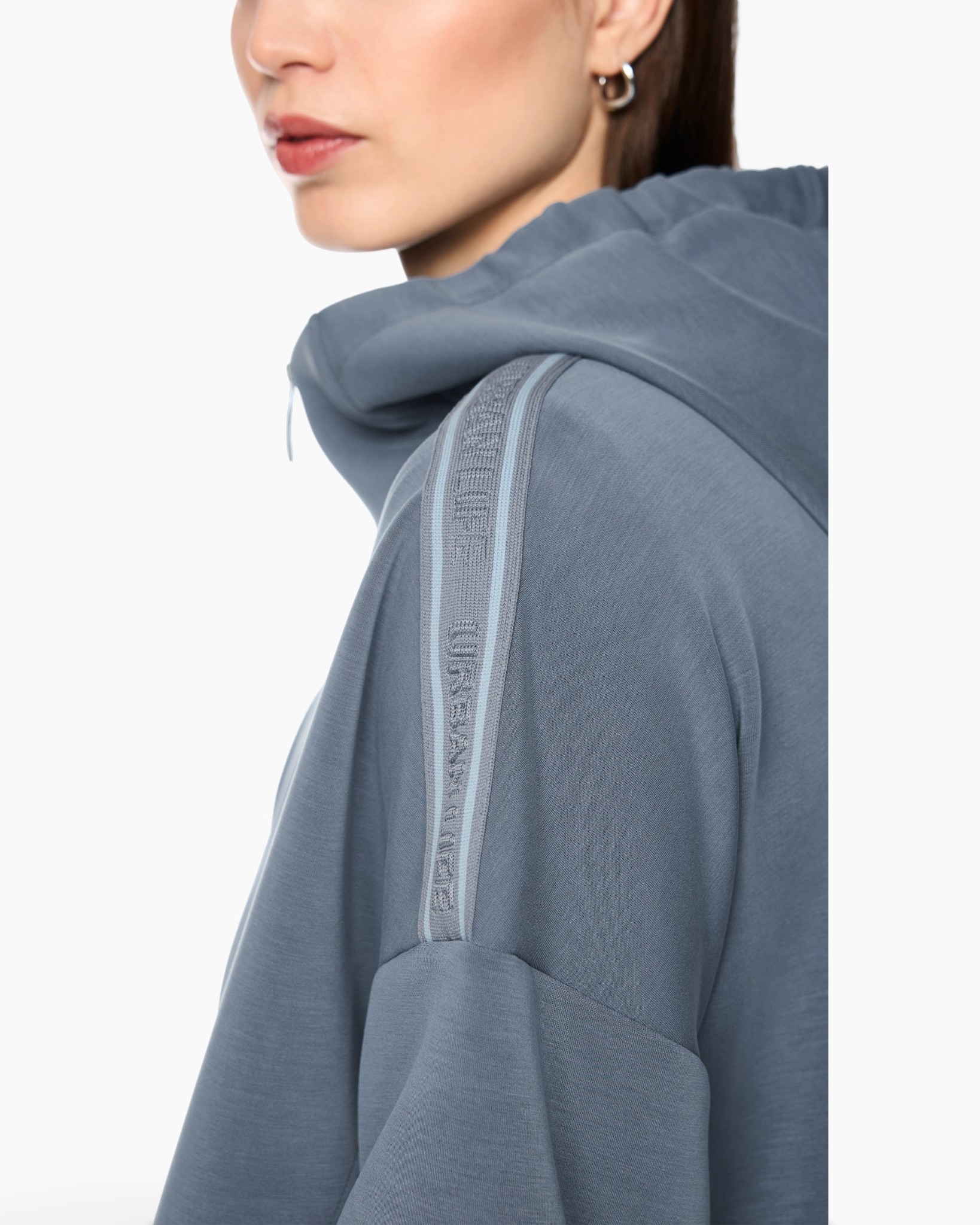 hoodie, shoulder seam, zipper, drawstring