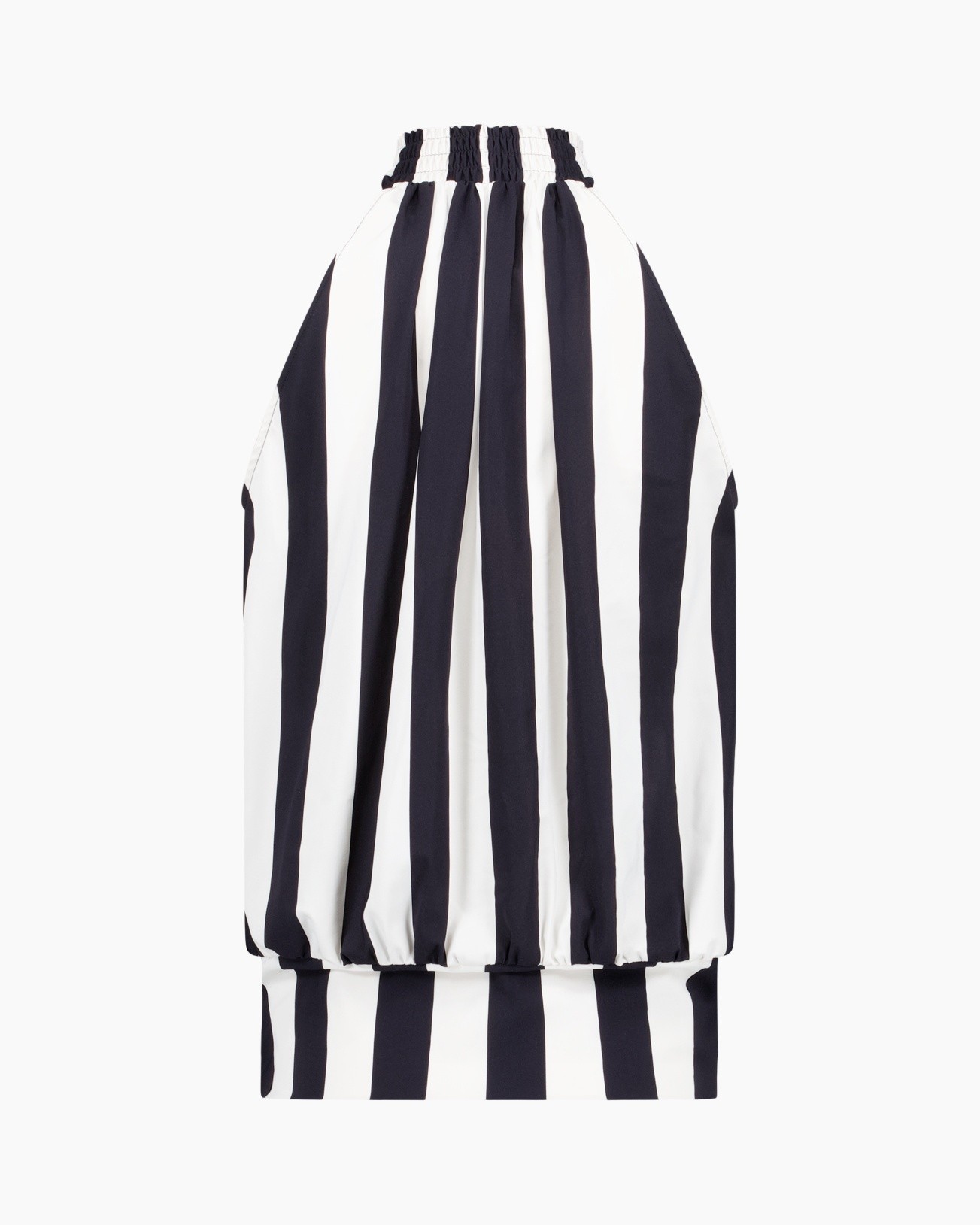 striped, navy white, puff sleeve?, off-shoulder?, top?