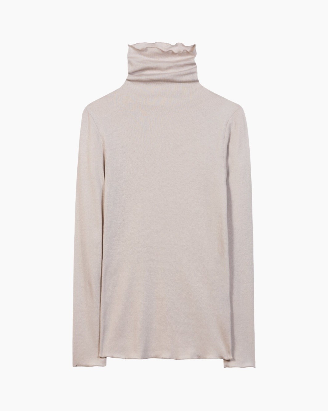 turtleneck, long sleeve, beige, knit, top