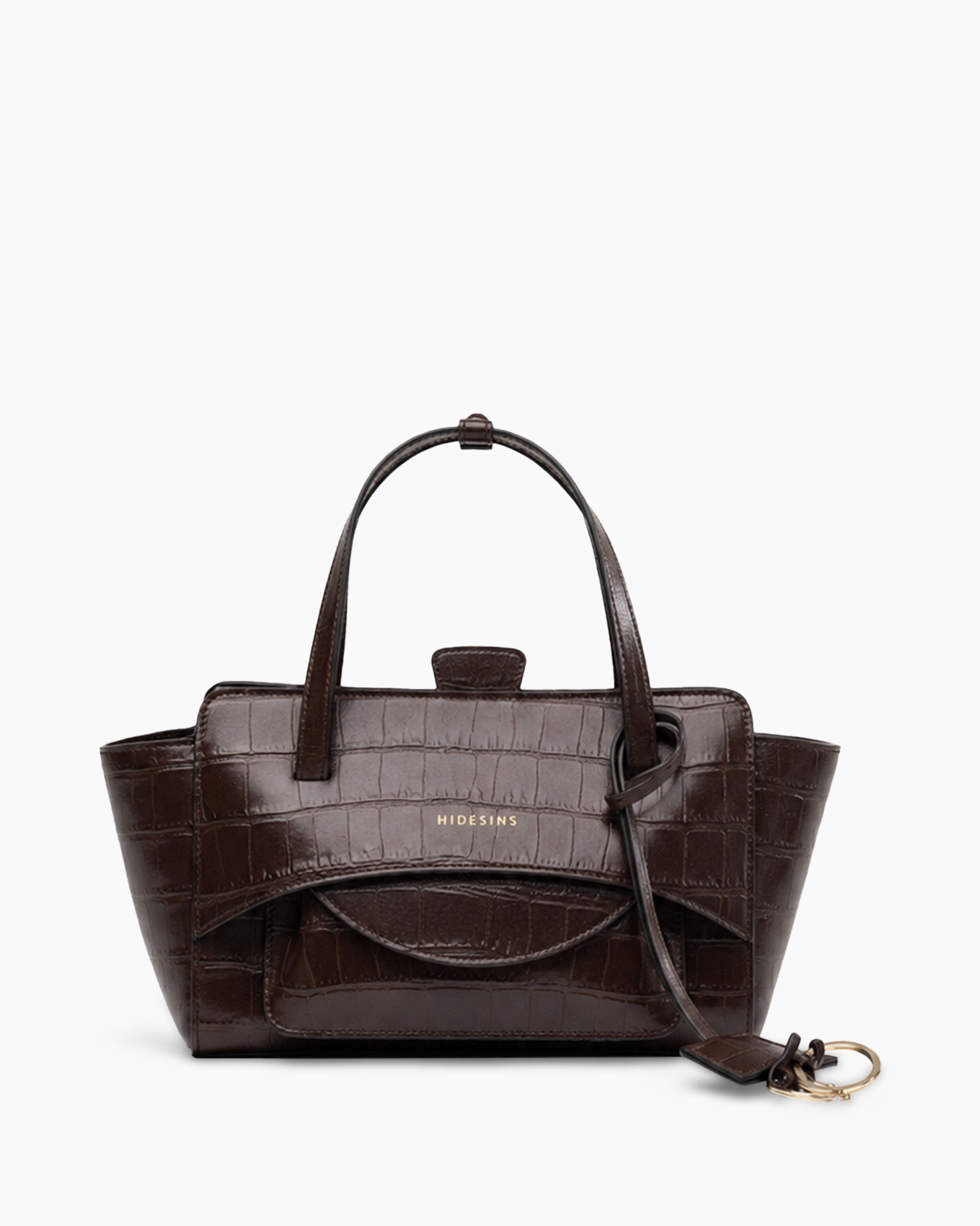 handbag, purse, brown, croco-embossed, top-handle