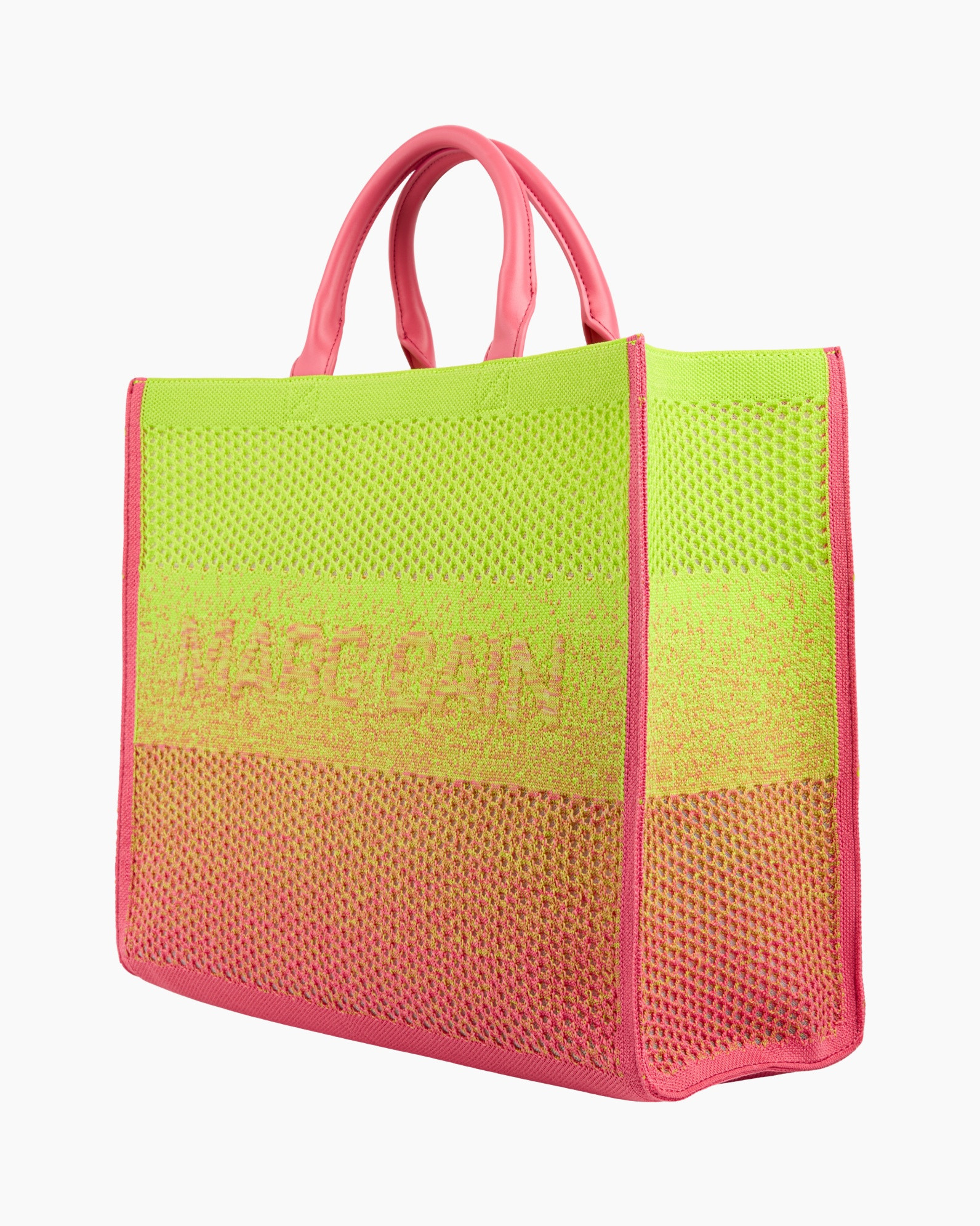 mesh, tote, neon, pink, bag handles