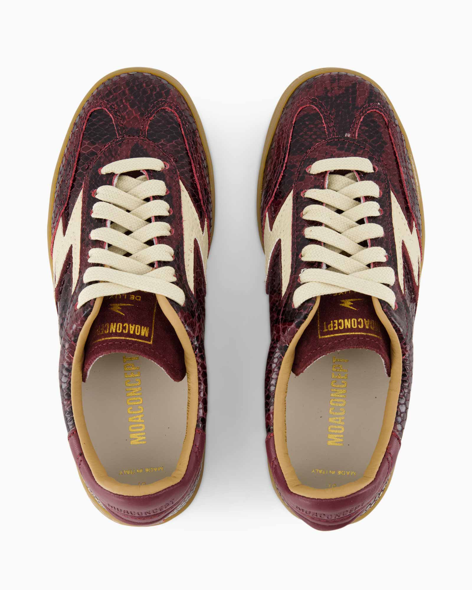 shoes, sneakers, burgundy, leather, snakeskin
