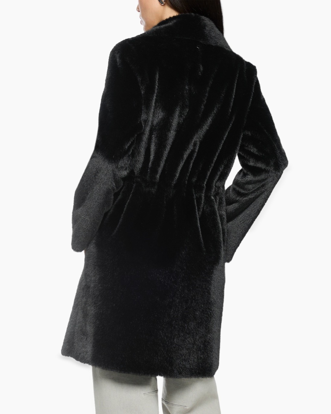 coat, fur coat, black, double-breasted, open front