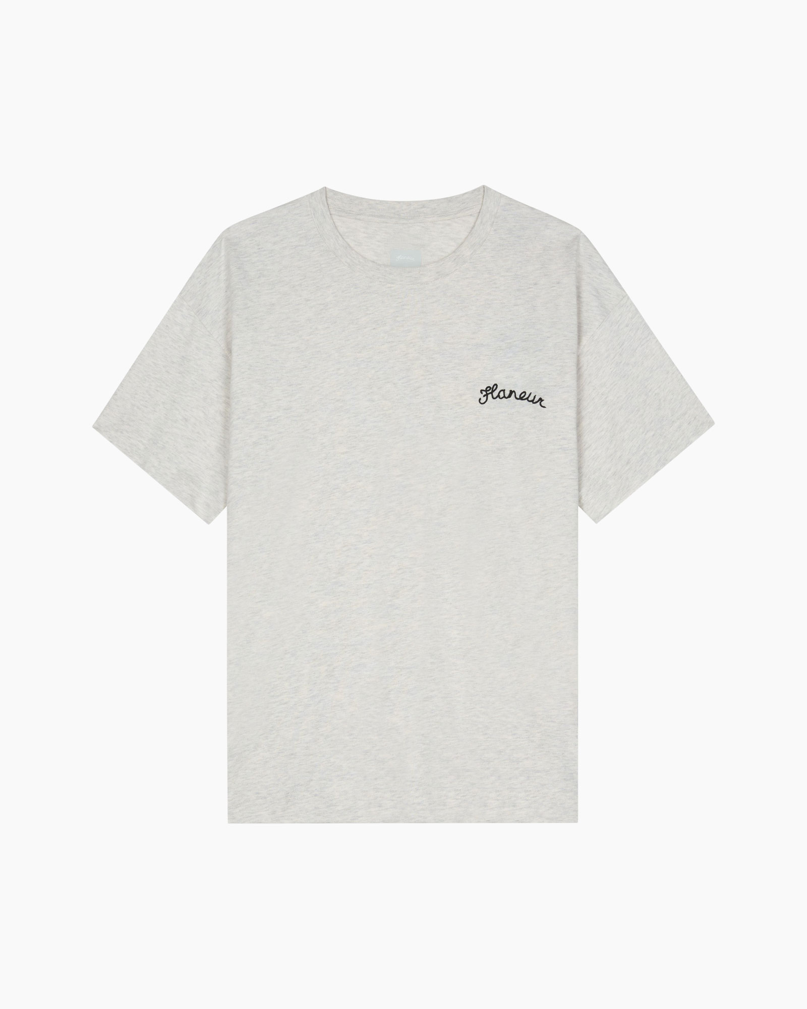 t-shirt, short sleeve, crew neck, linen look, logo text