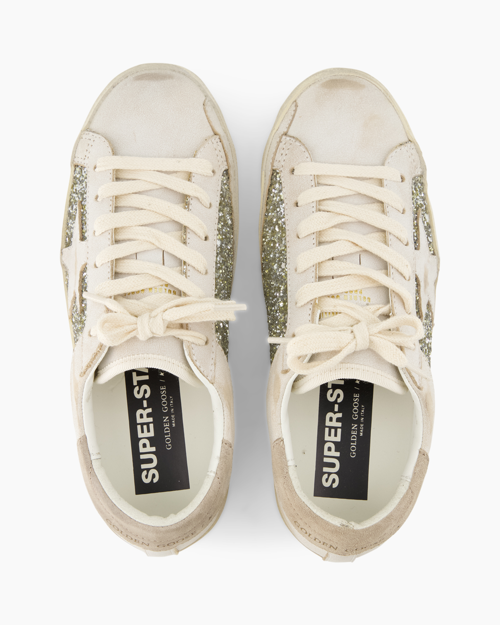sneakers, glitter, laces, beige, low-top