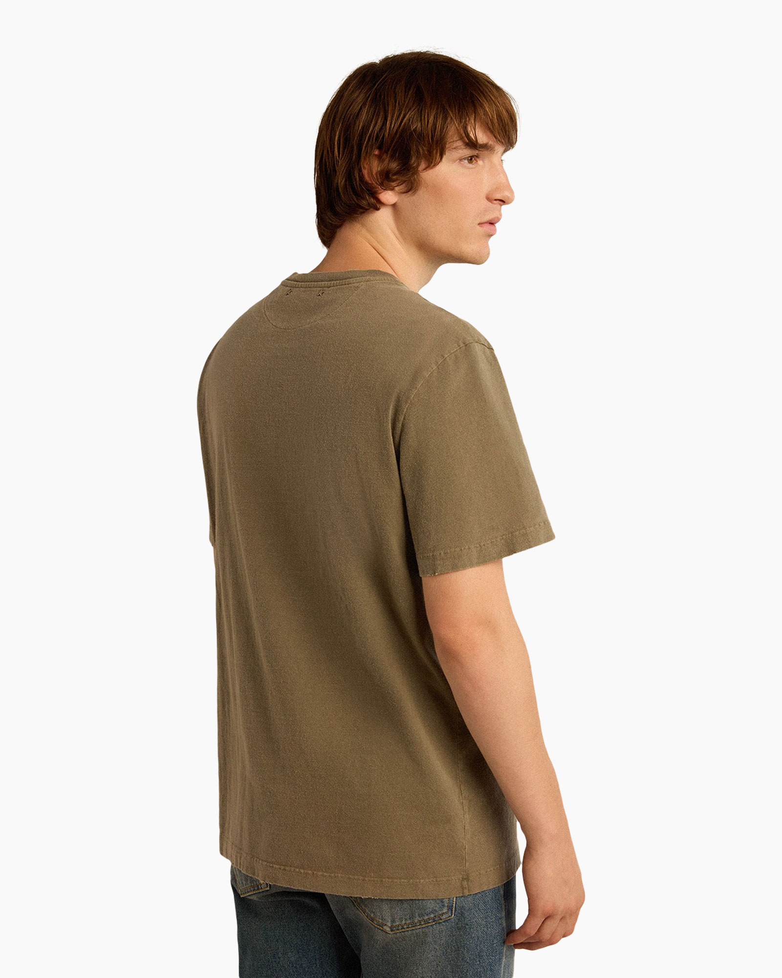t-shirt, short sleeve, crew neck, olive green, graphic print