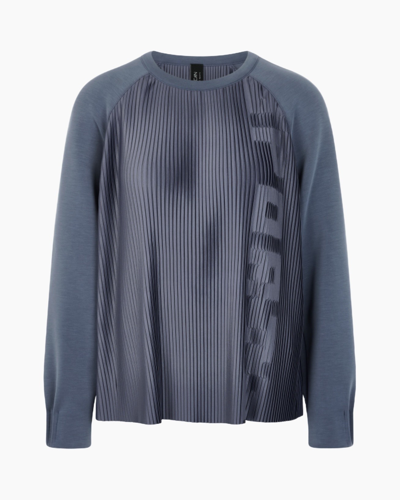 sweater, pleated front, long sleeves, blue, knit top