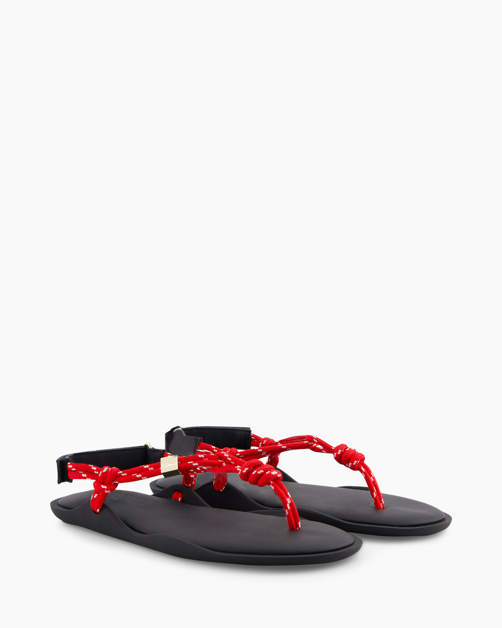 sandals, flip-flops, toe-ring, red straps, flat sole