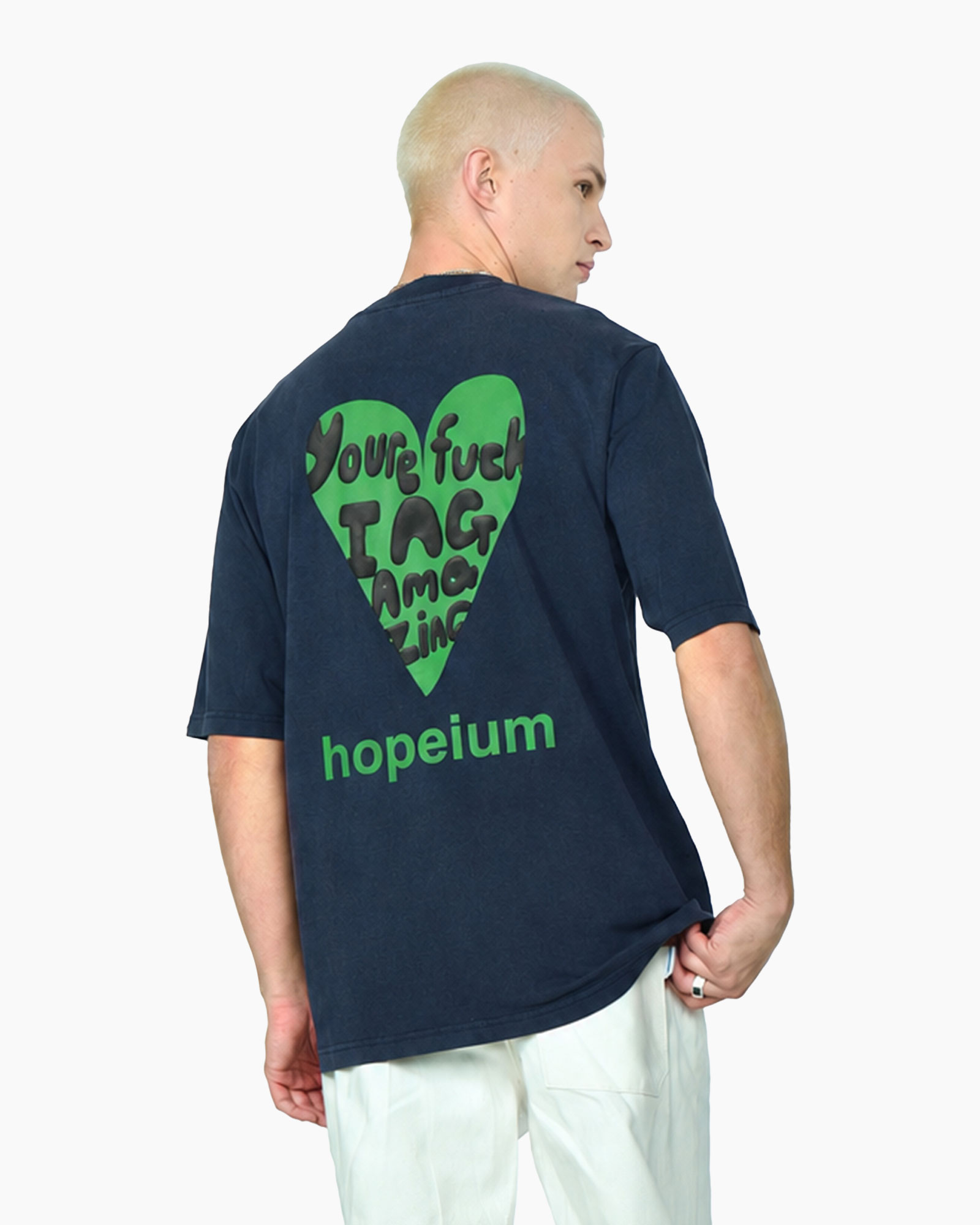 t-shirt, back, graphic, heart, blue