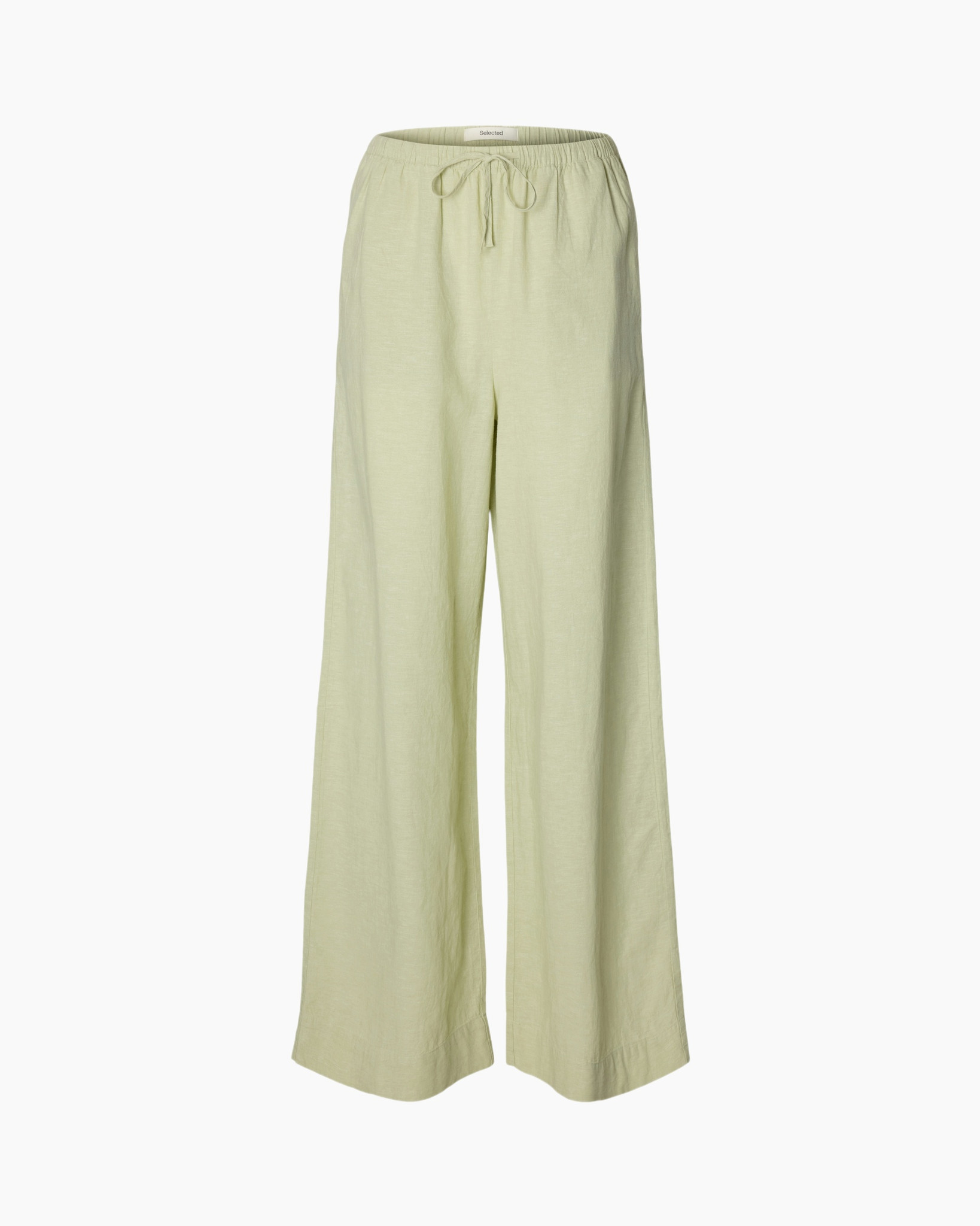 linen, wide-leg, drawstring, pants, beige-green