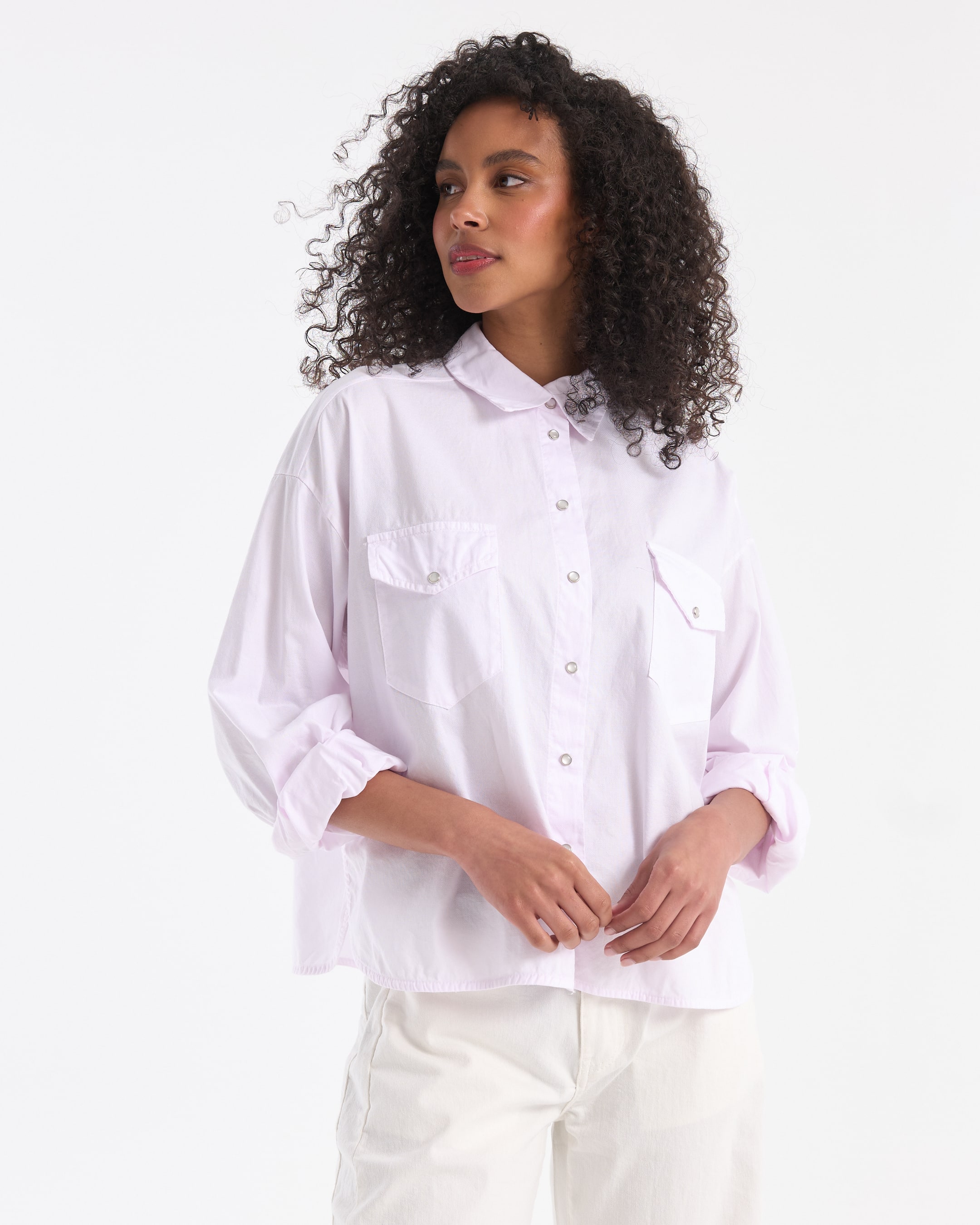 shirt, button-down, pocketed, lilac, long-sleeve