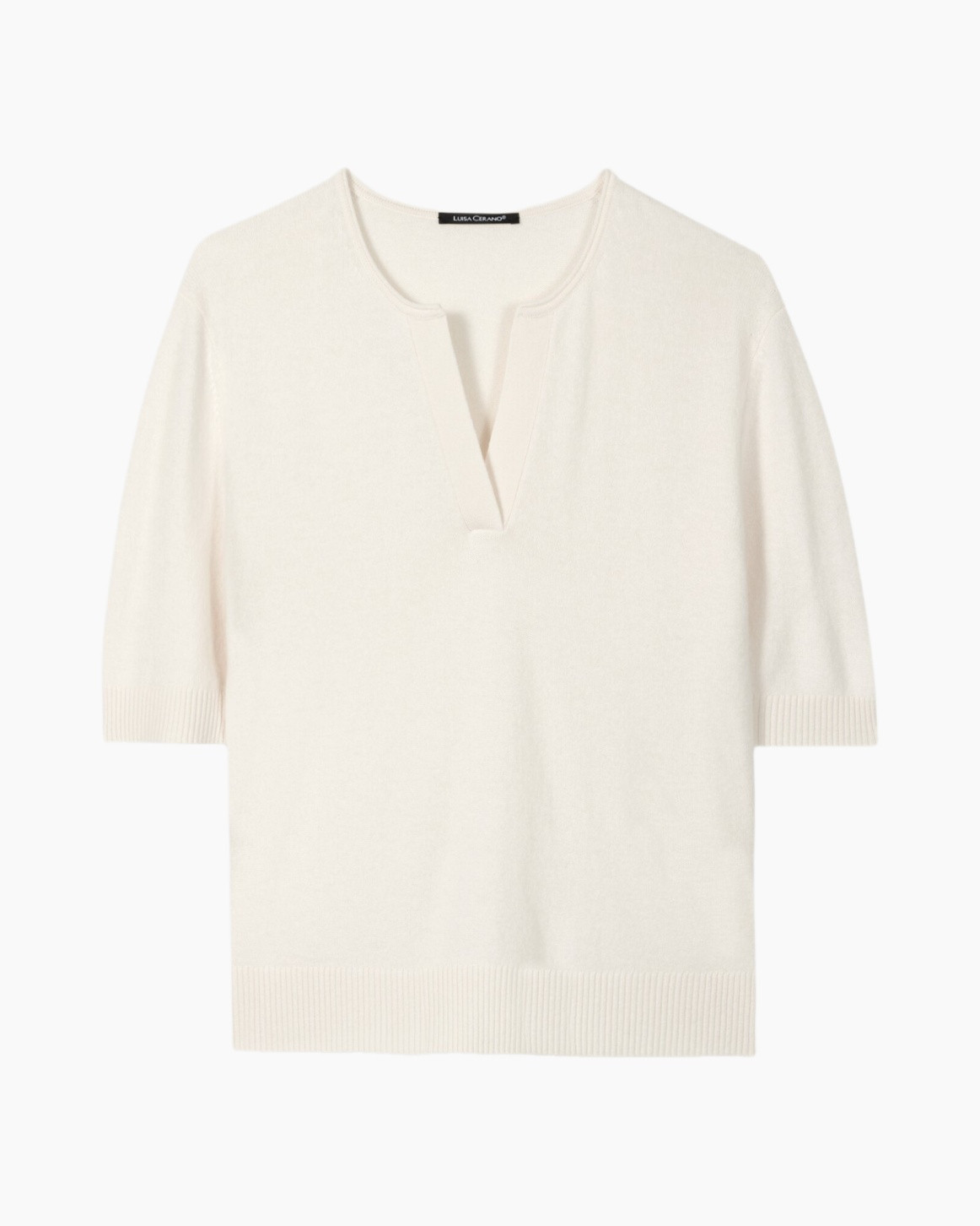 sweater, knit, crewneck, short sleeves, white