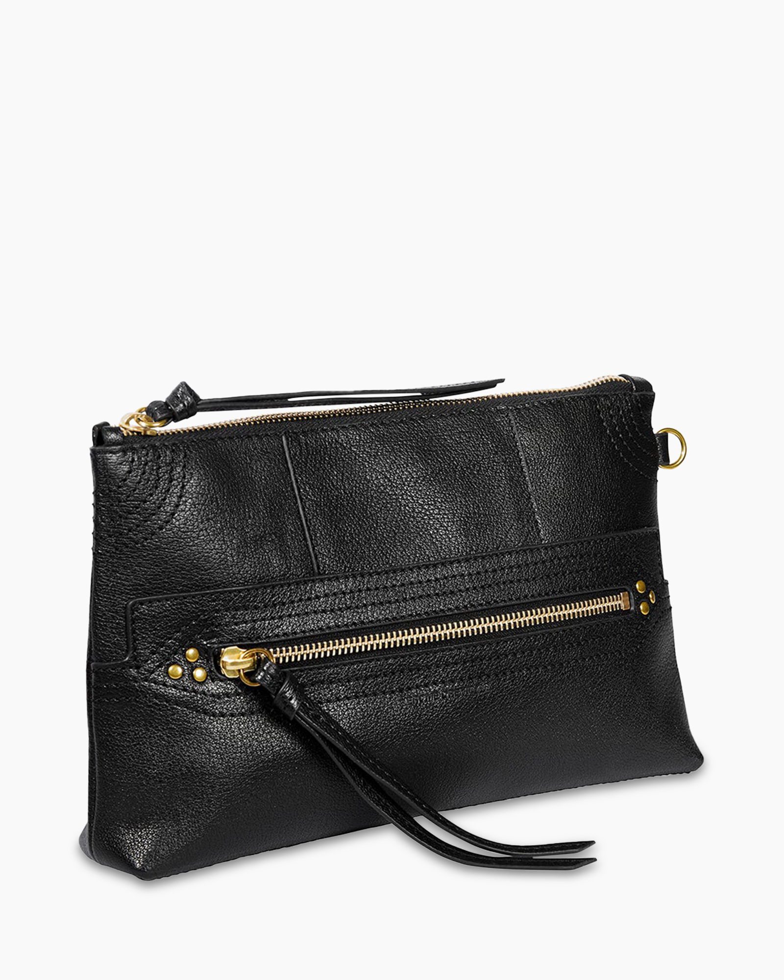 clutch, wallet, black, leather, zipper