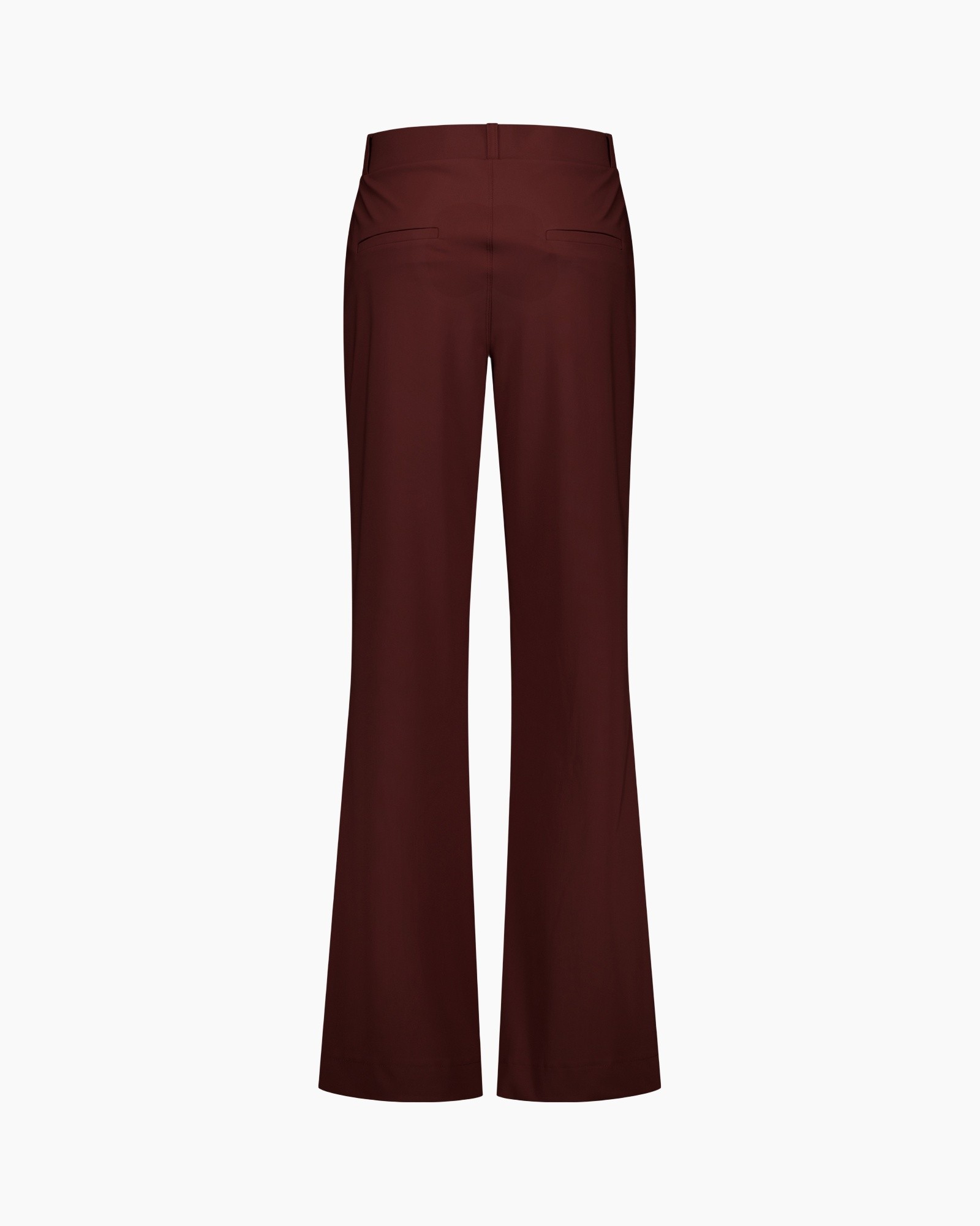 pants, trousers, wide-leg, burgundy, back view