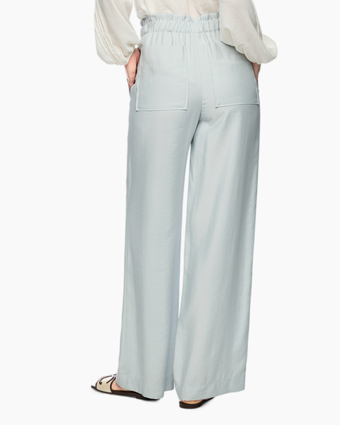 wide-leg, pants, pockets, elastic-waist, light-blue