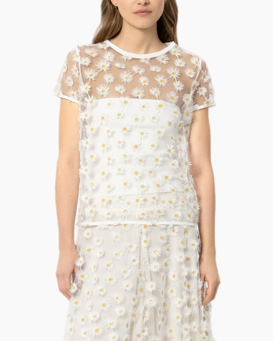 dress, white, daisy, embroidered, sheer