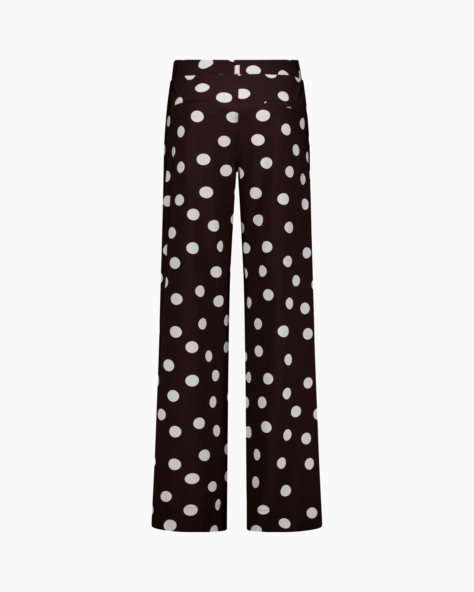 polka dot, wide leg pants, brown, polyester, pants