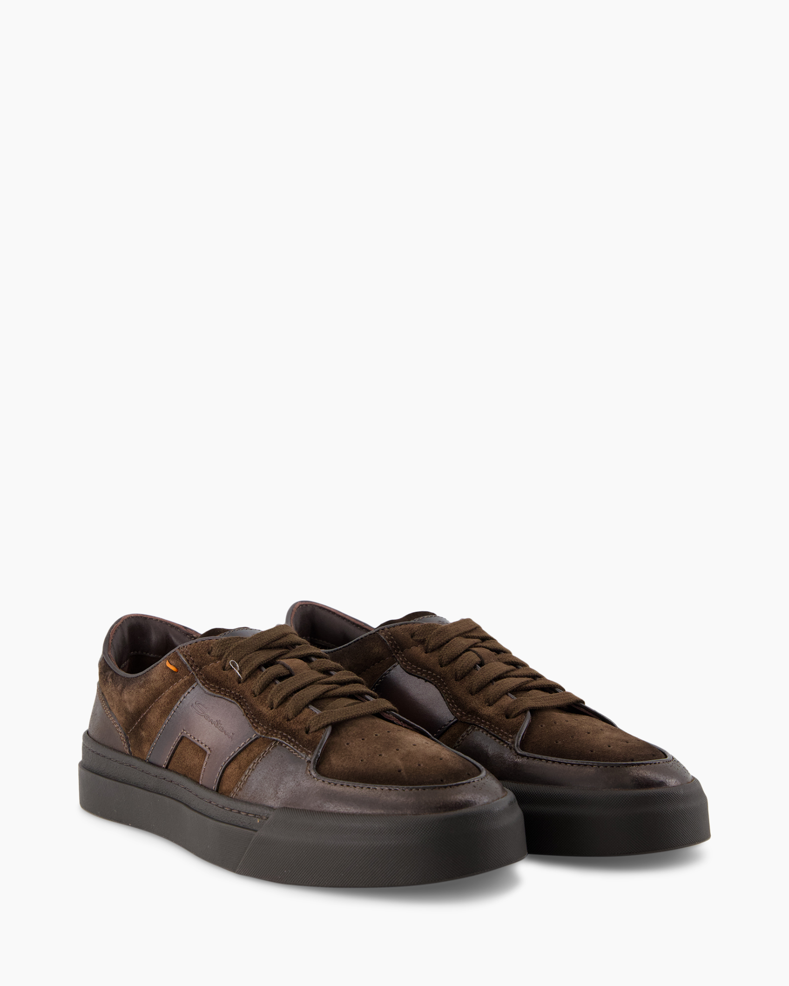 sneakers, brown, suede, perforated, lace-up
