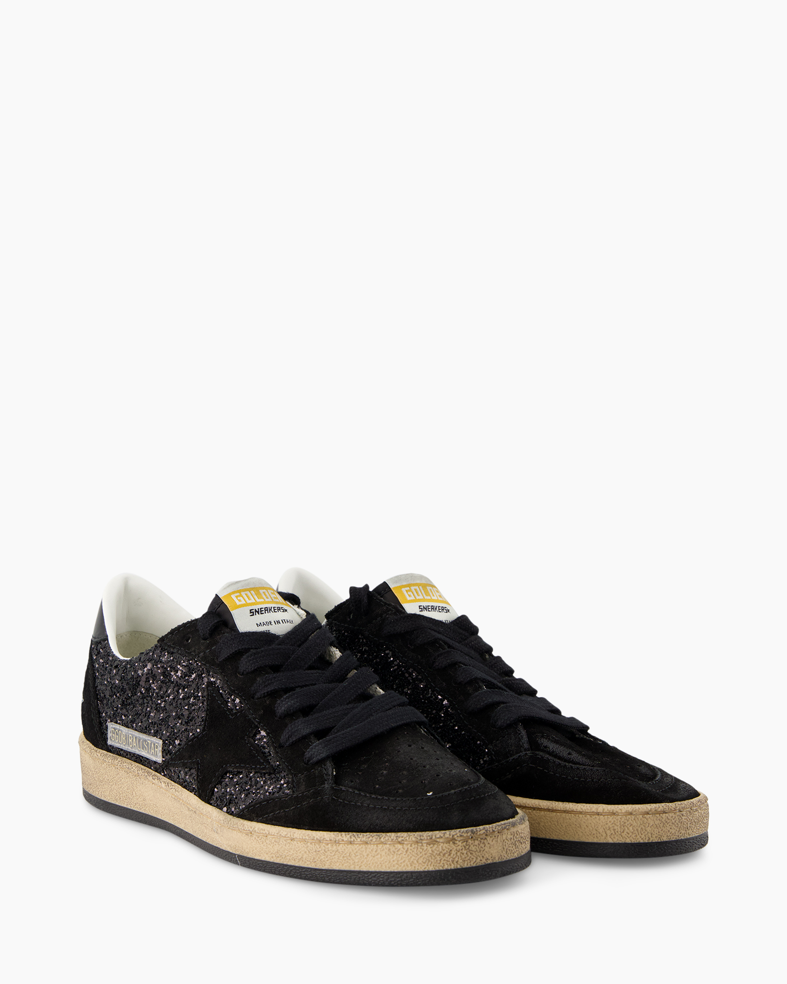 sneakers, black, glitter, low-top, lace-up