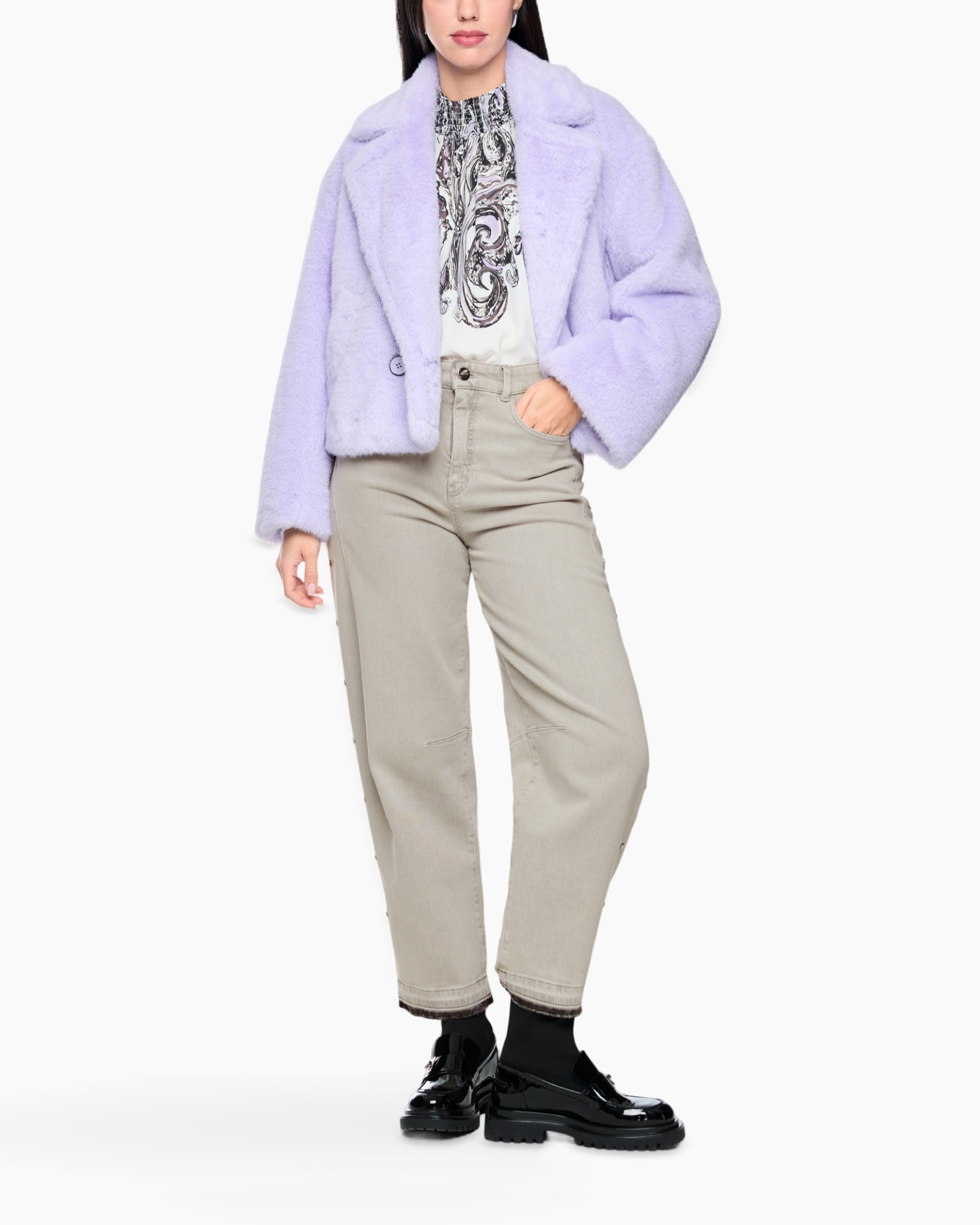 coat, fur, lilac, oversized, jacket
