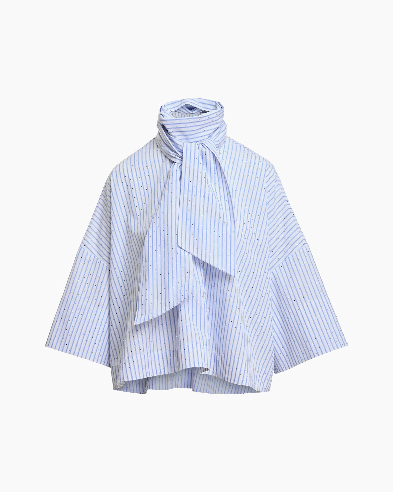 shirt, blouse, scarf, striped, blue