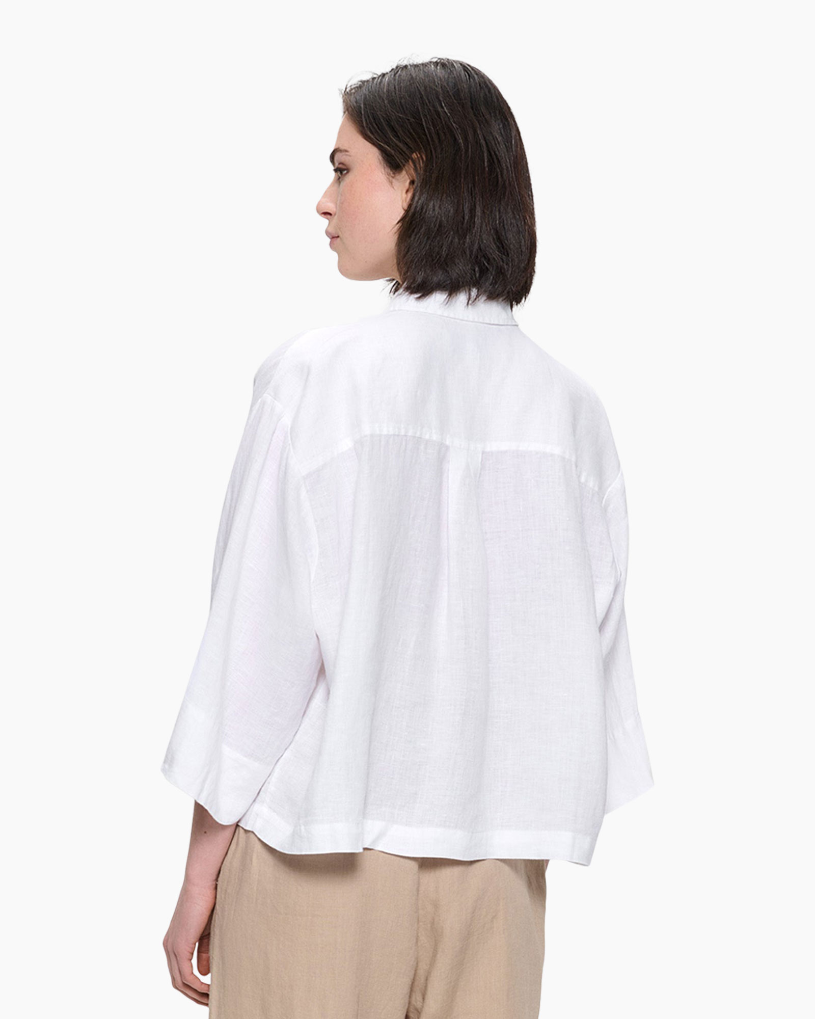 white shirt, linen shirt, button-down, long sleeve, pocket shirt