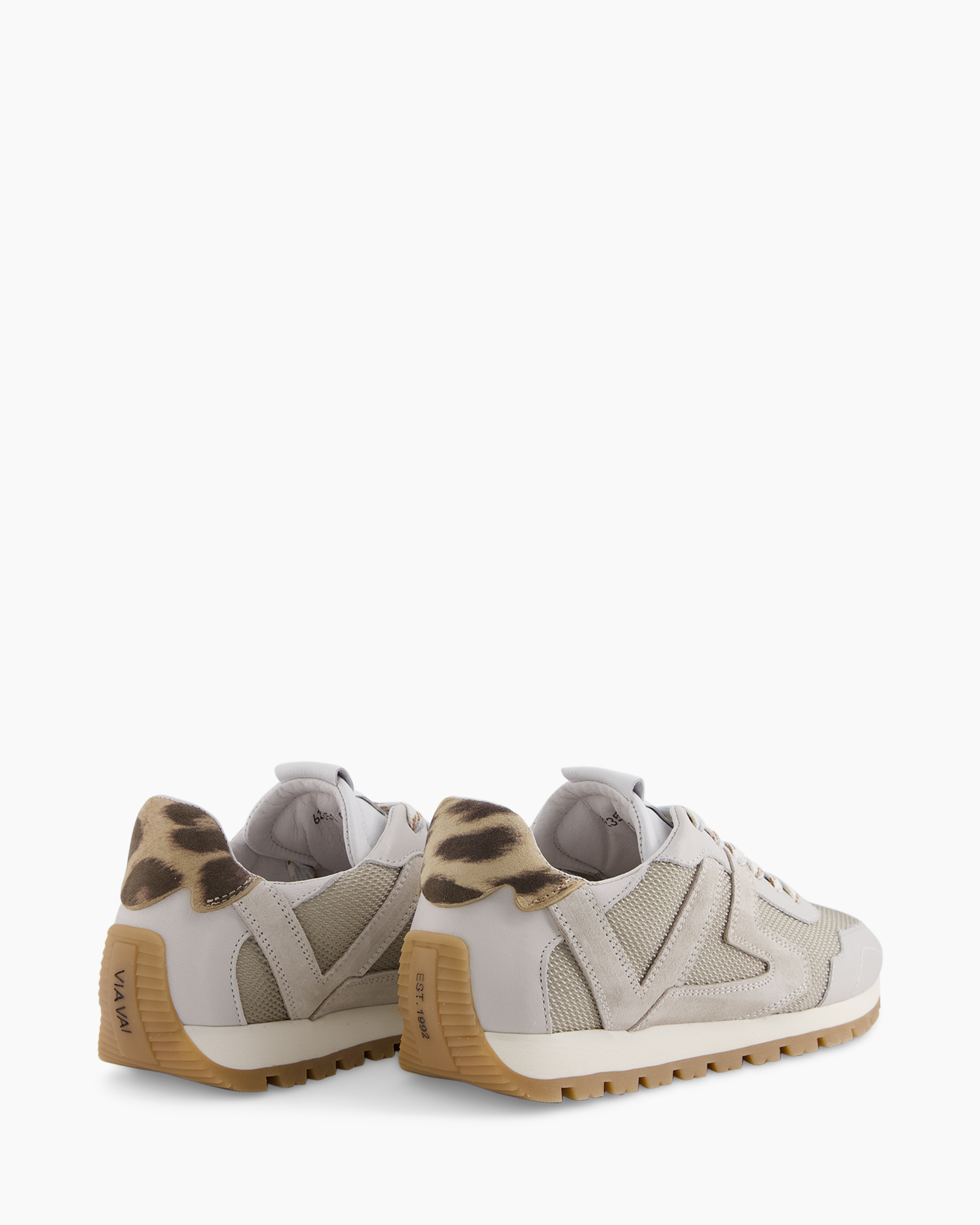 sneakers, athletic shoe, mesh, gum sole, leopard heel