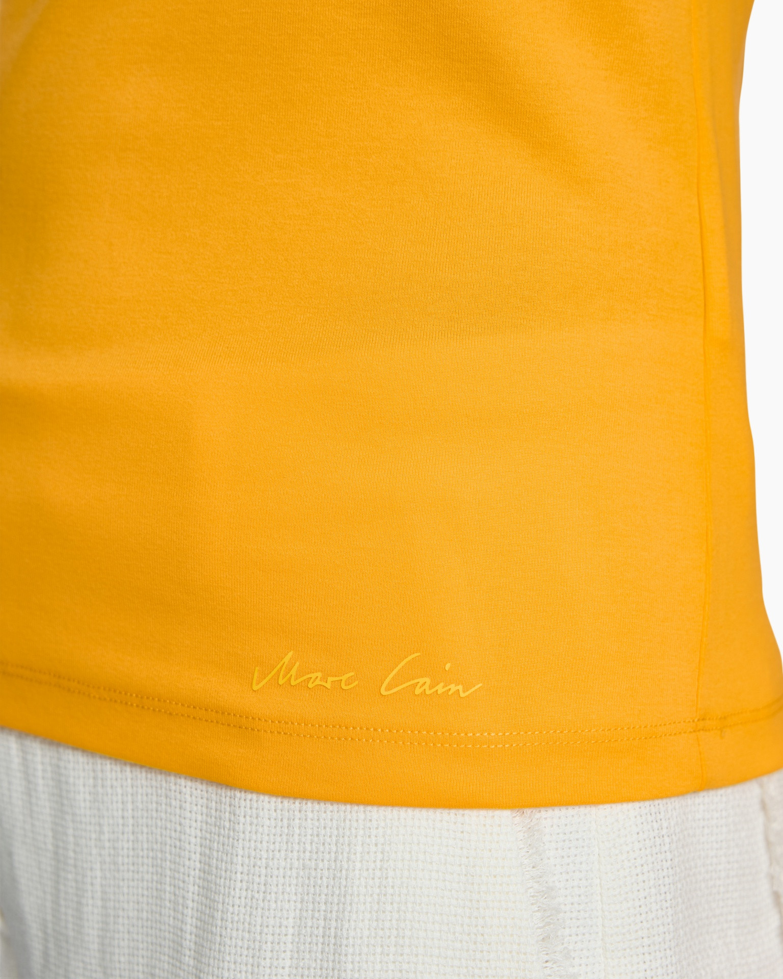 t-shirt, orange, hem, logo, brandless