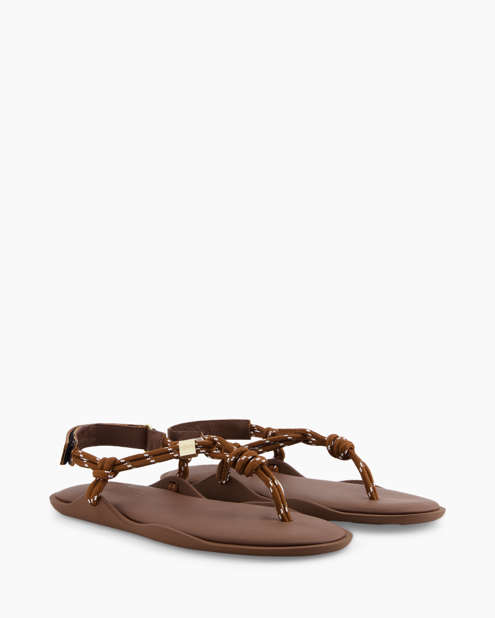sandals, flip-flops, toe-ring, brown, knotted-strap