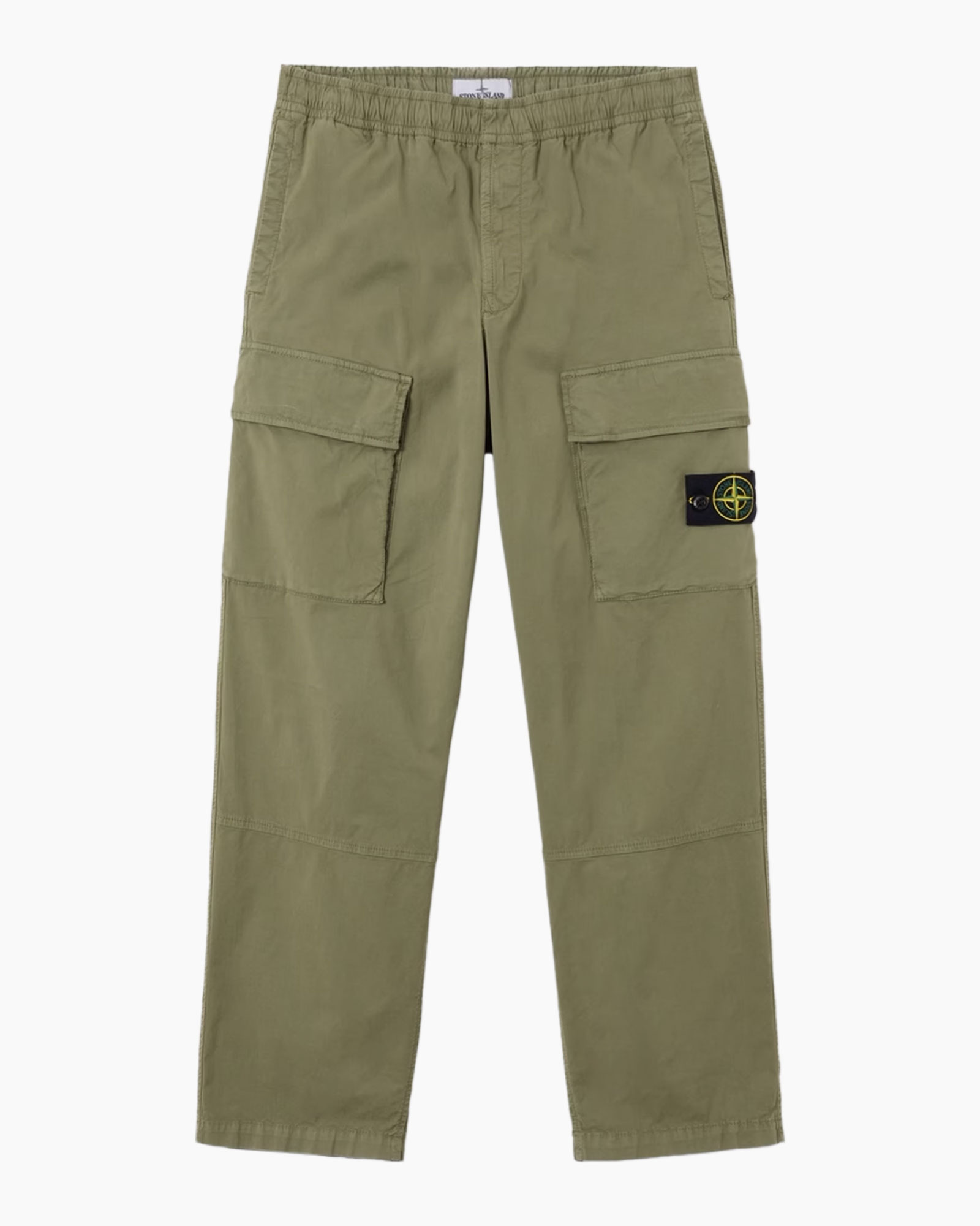 cargo pants, olive green, cargo pockets, elastic waistband, patch logo