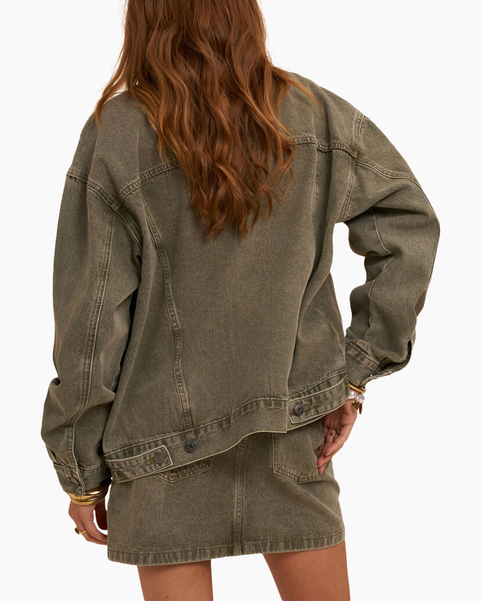 denim, skirt, cargo, olive, jacket