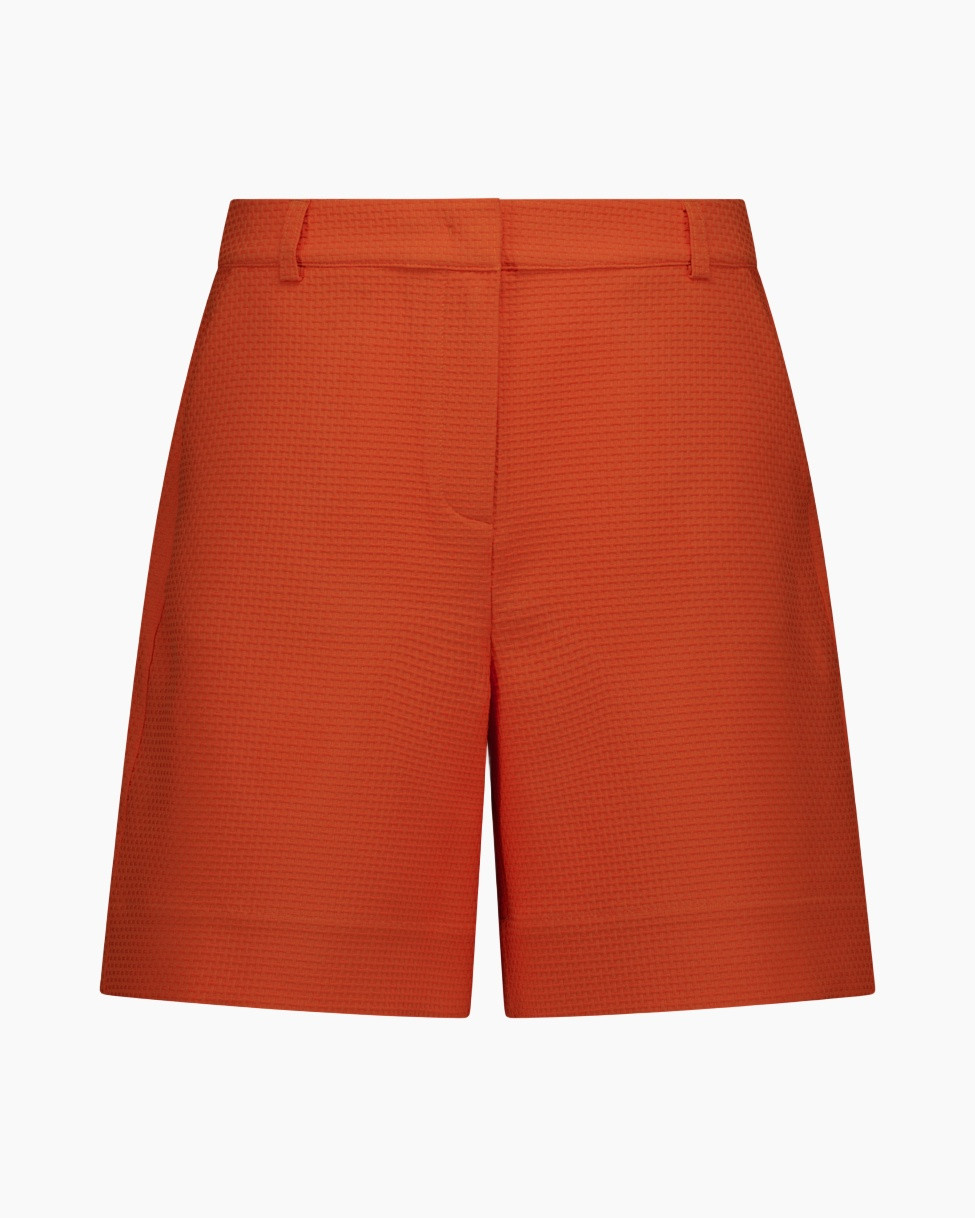 shorts, orange,  textured, waistband, solid