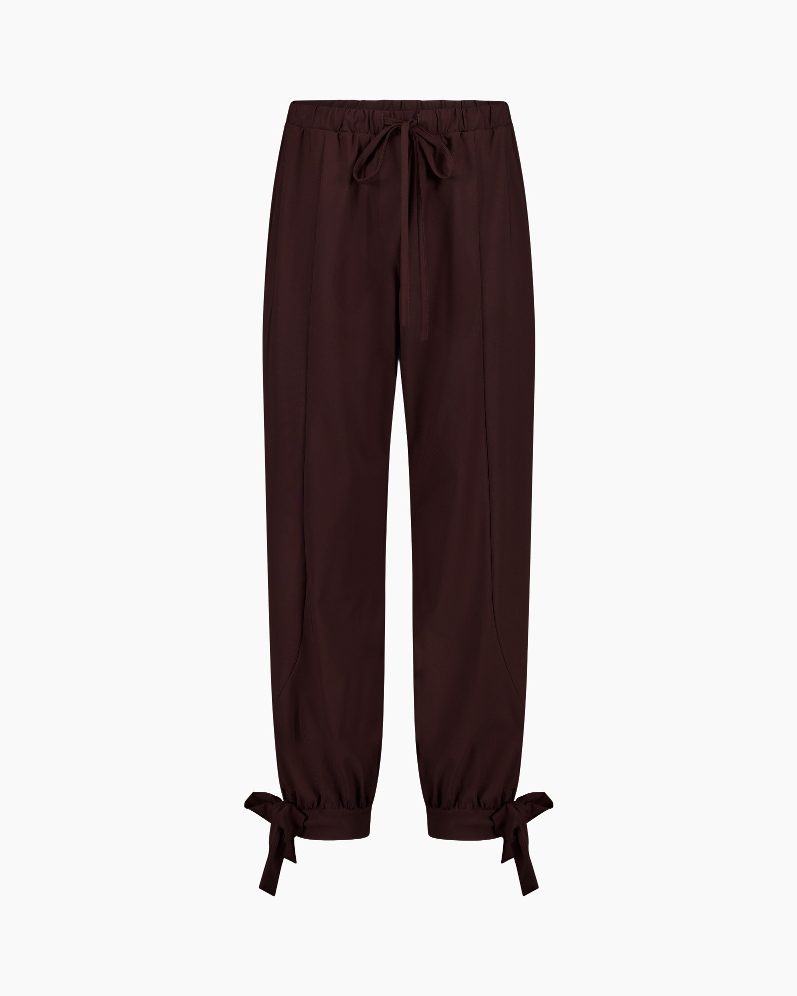 pants, drawstring, tapered, ankle-cuff, burgundy