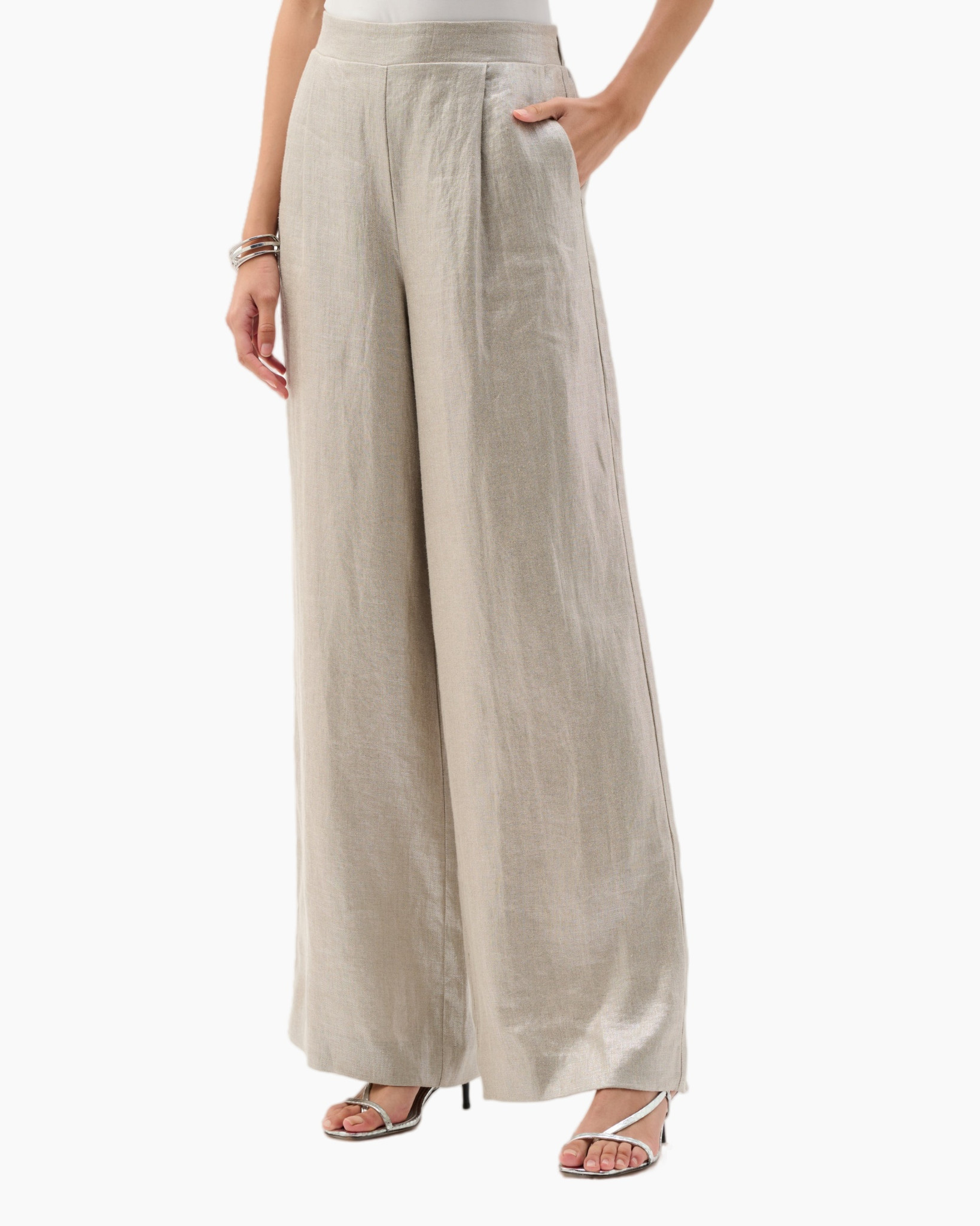 pants, wide-leg, linen, beige, trousers