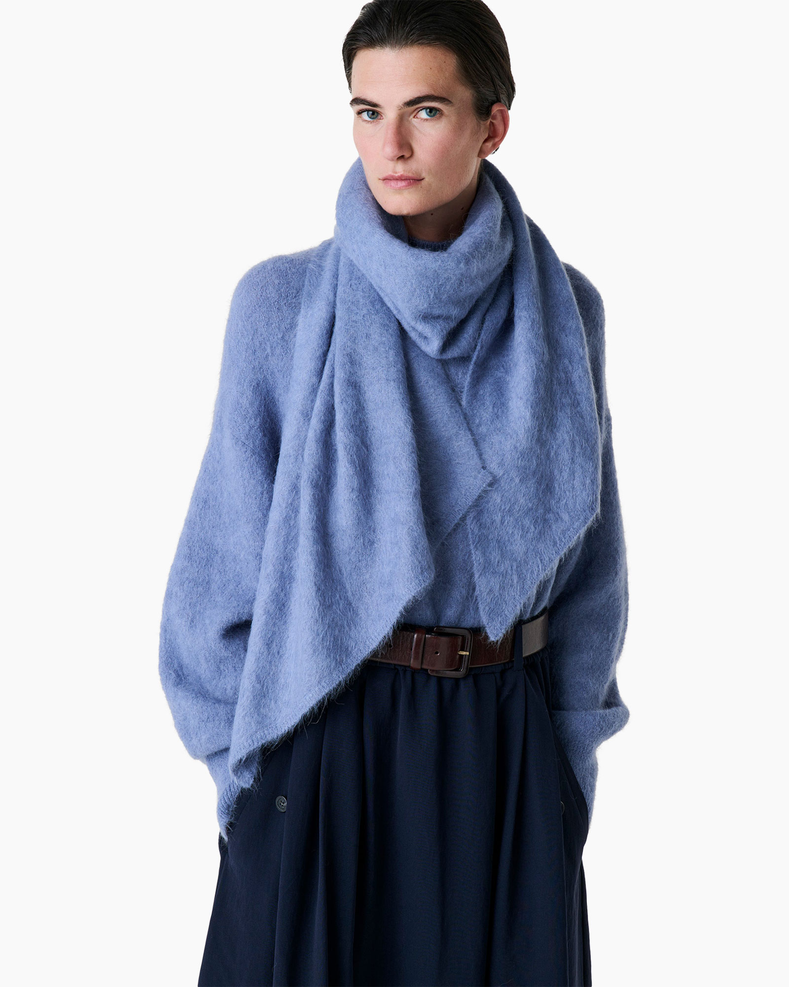 scarf, wrap, knit, blue, outerwear
