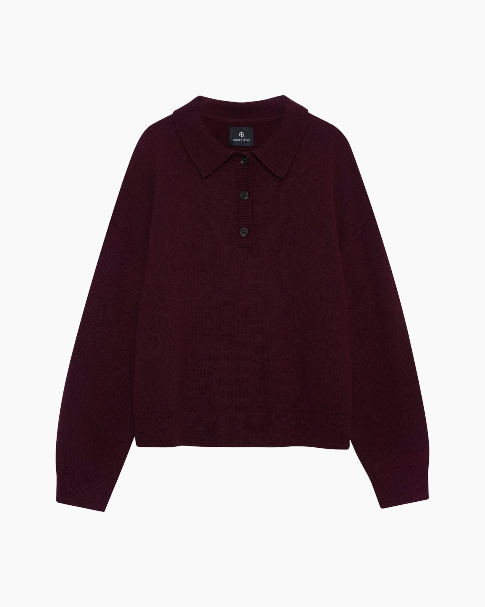 sweater, collared, long-sleeve, burgundy, knit