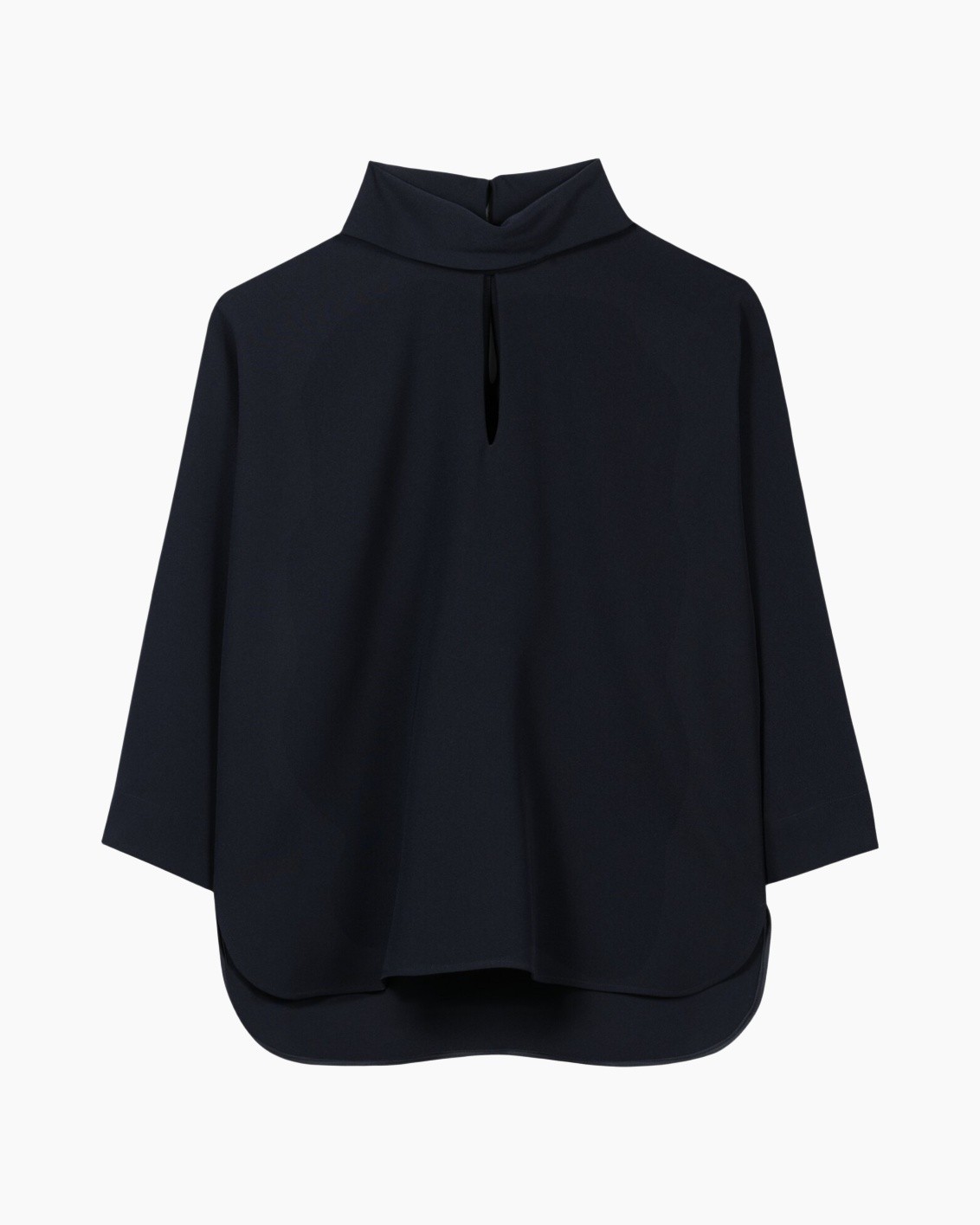 blouse, top, knit?, navy, long-sleeve