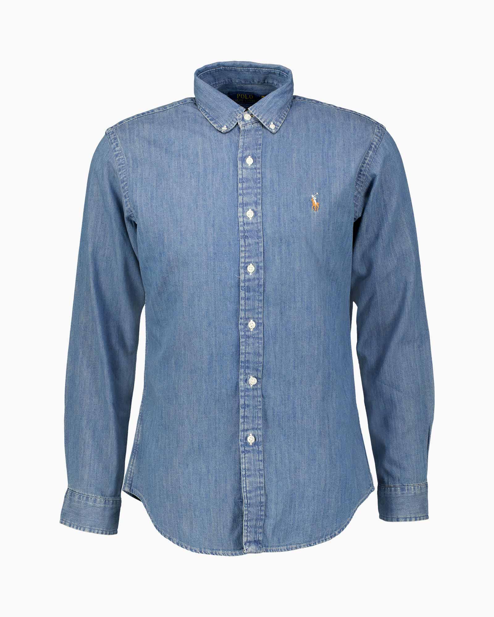denim, shirt, long-sleeve, button-down, polo-pony-logo