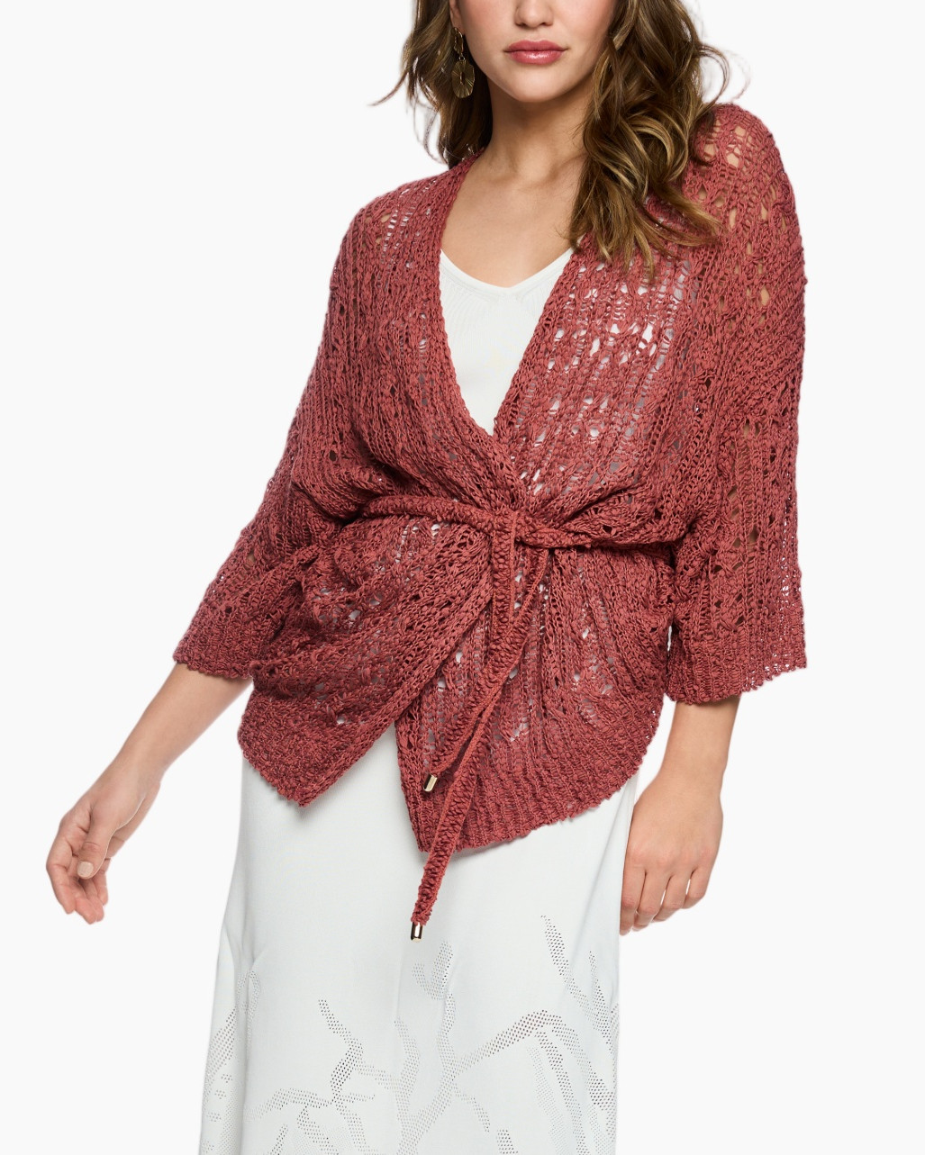 cardigan, knitted, wrap, rose, openwork