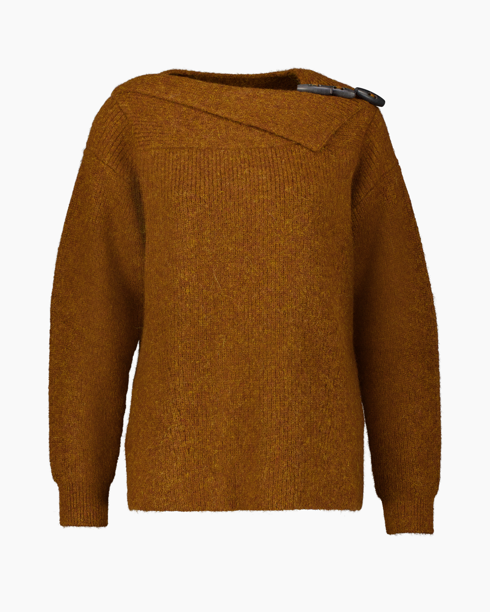 pull-over, knit, brown, collar, long-sleeve