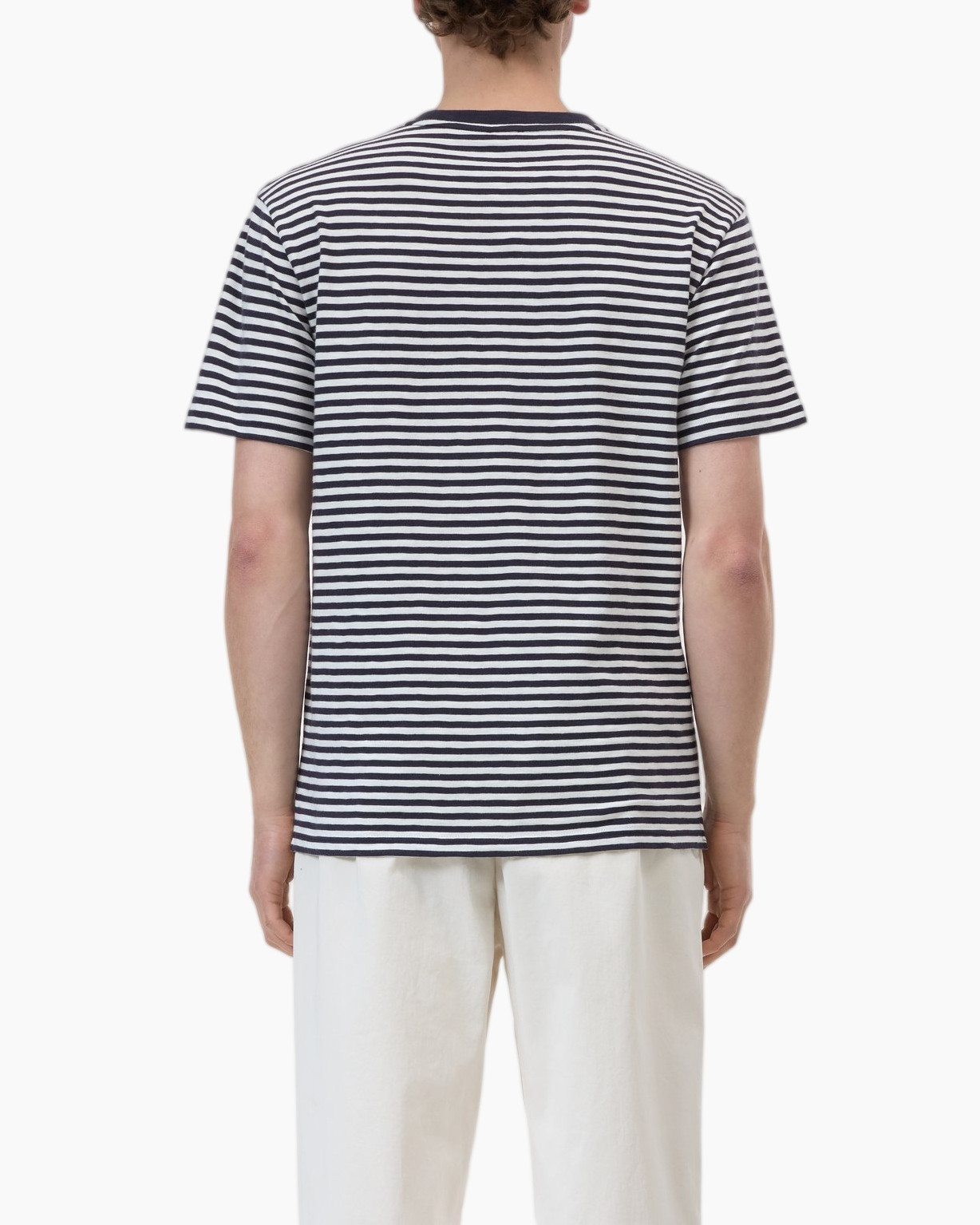stripe shirt, striped t-shirt, navy white, short sleeves, crew neck