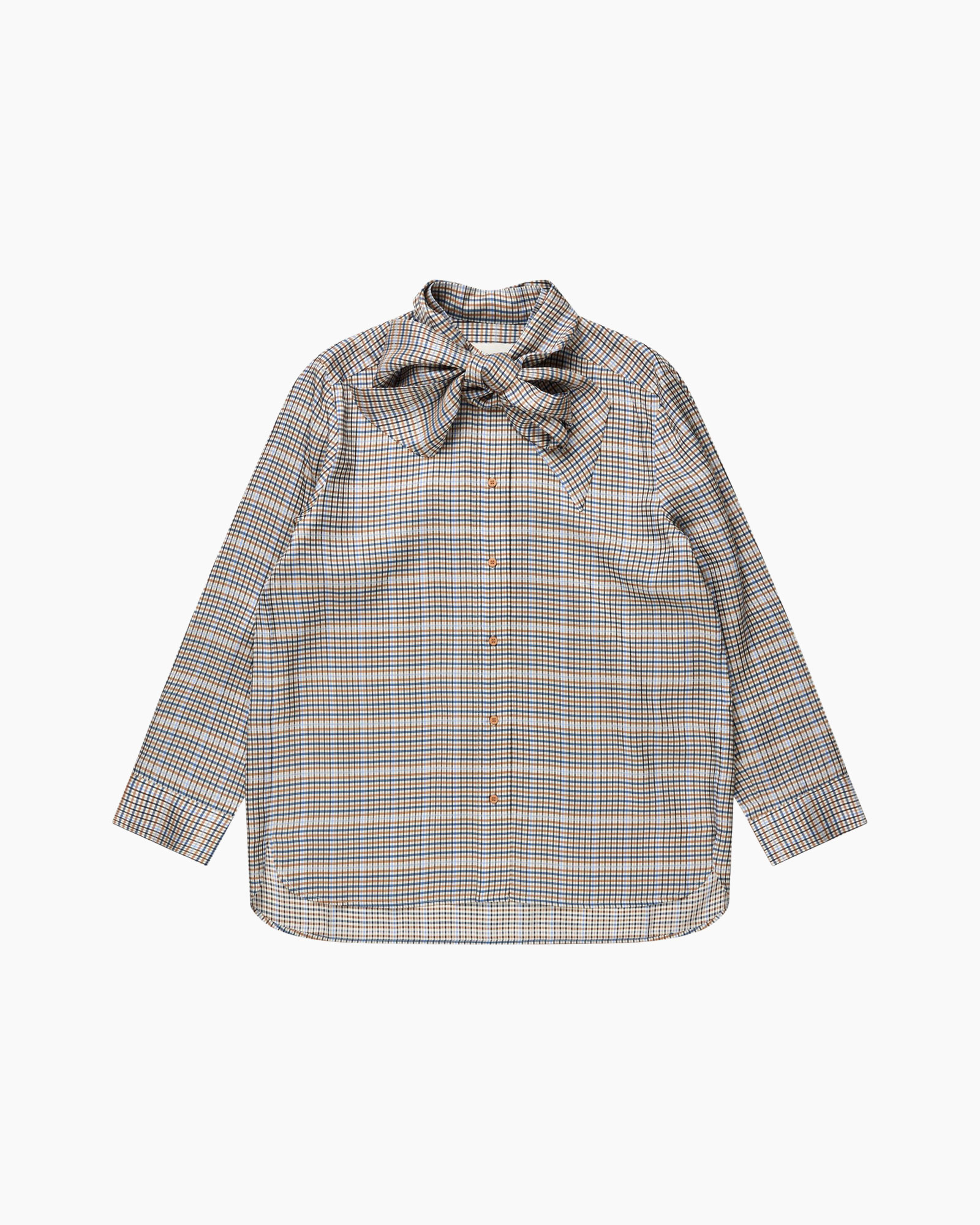 plaid, button-down, long sleeve, collared, bow-tDetail?