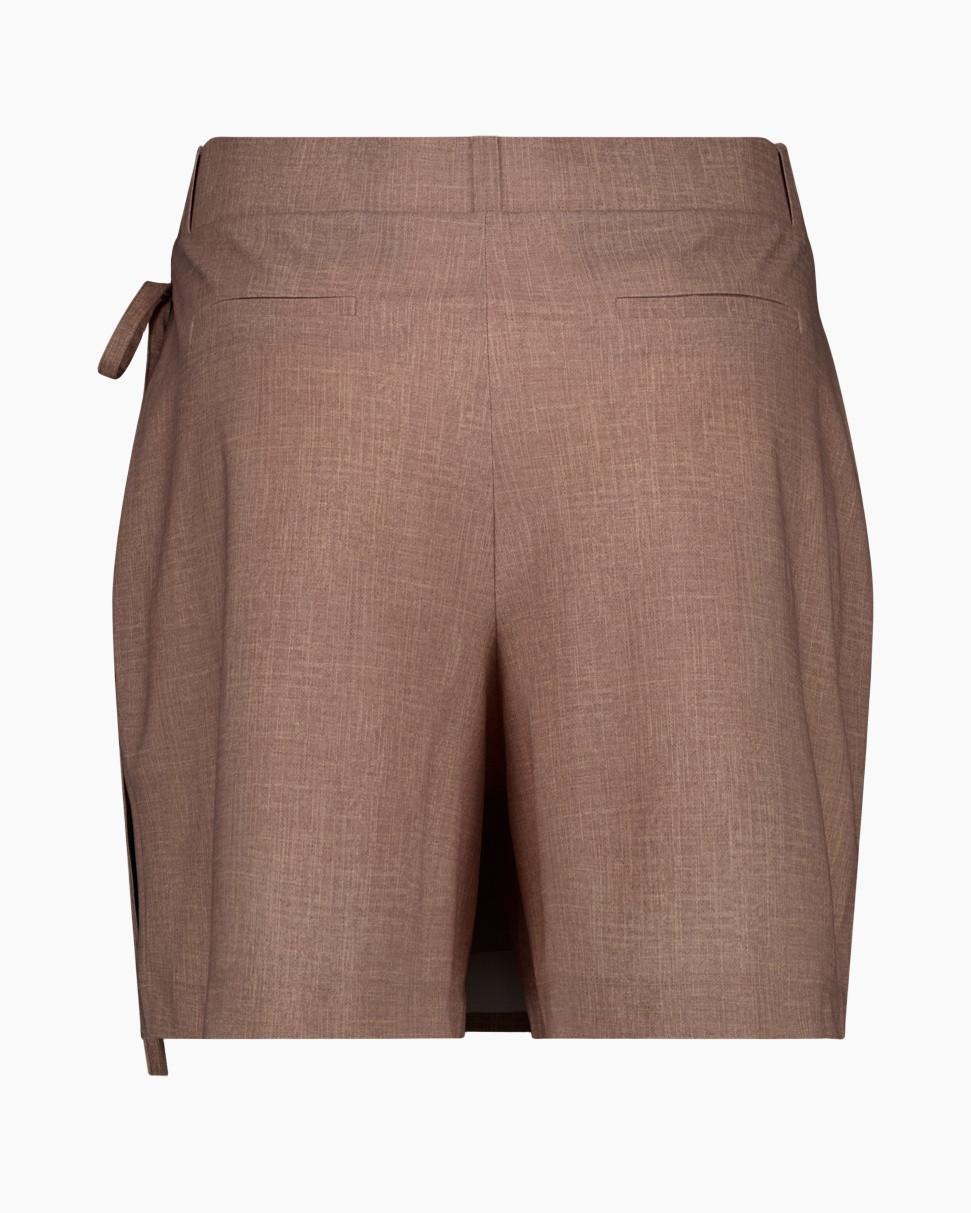 shorts, linen, brown, zipper, front slit