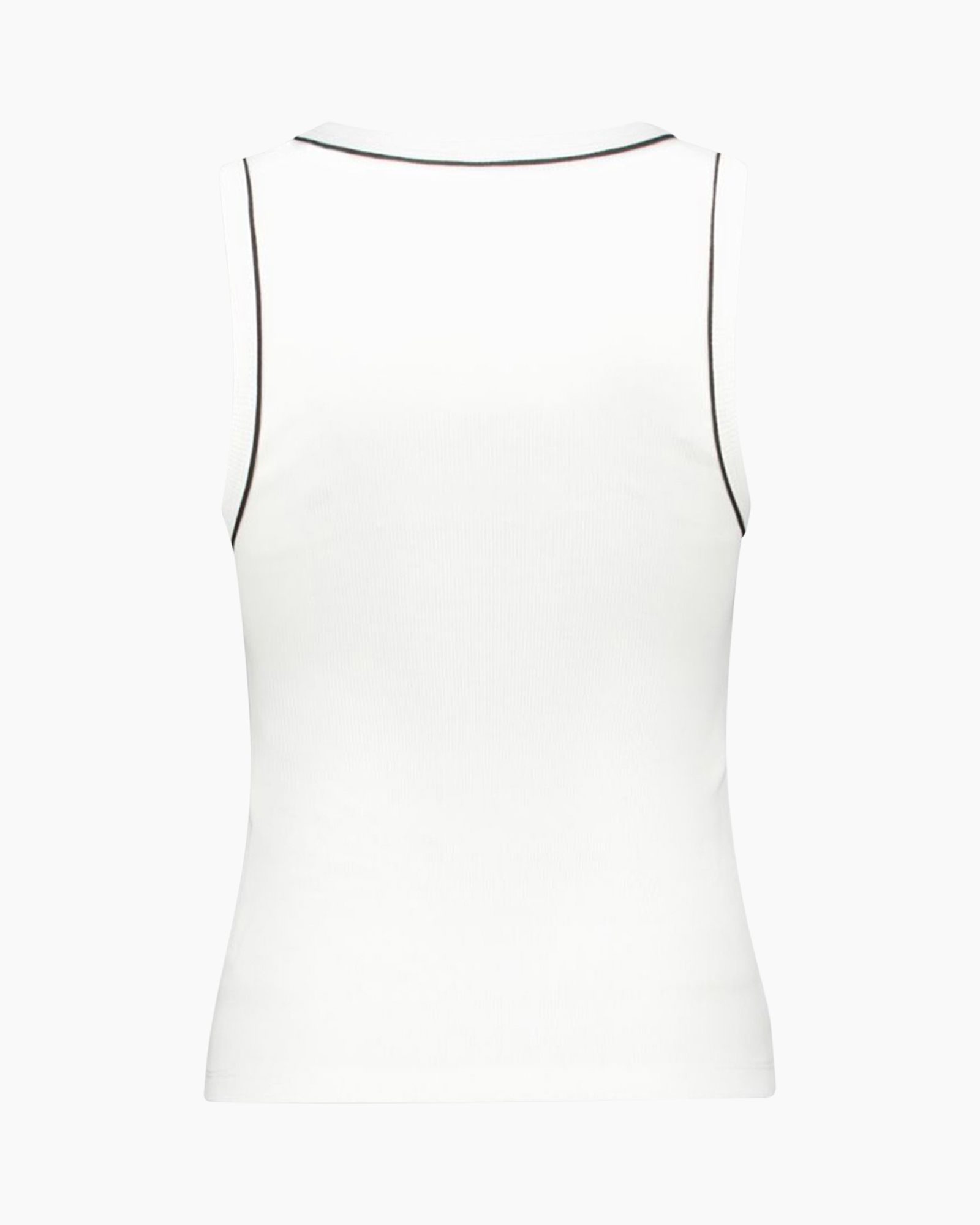 tank top, white, ribbed, sleeveless, trim detail