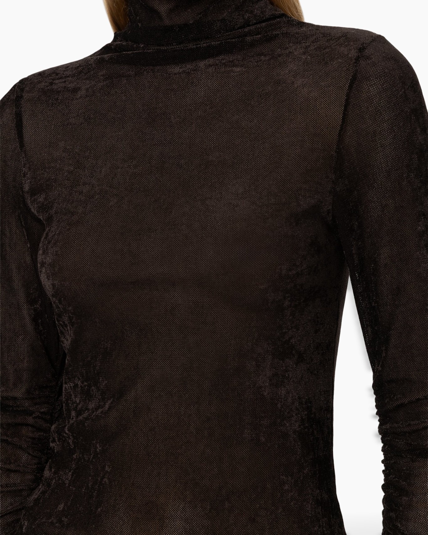 turtleneck, long-sleeve, black, velvet, top