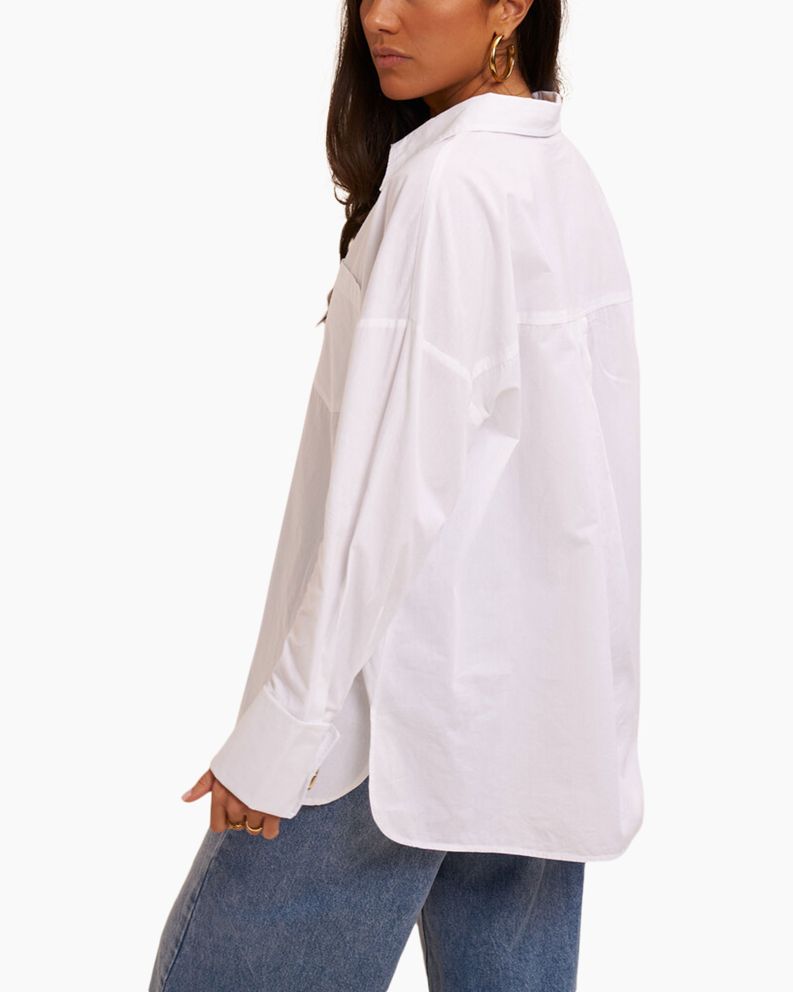 white shirt, button-down, long sleeve, pocket shirt, casual top