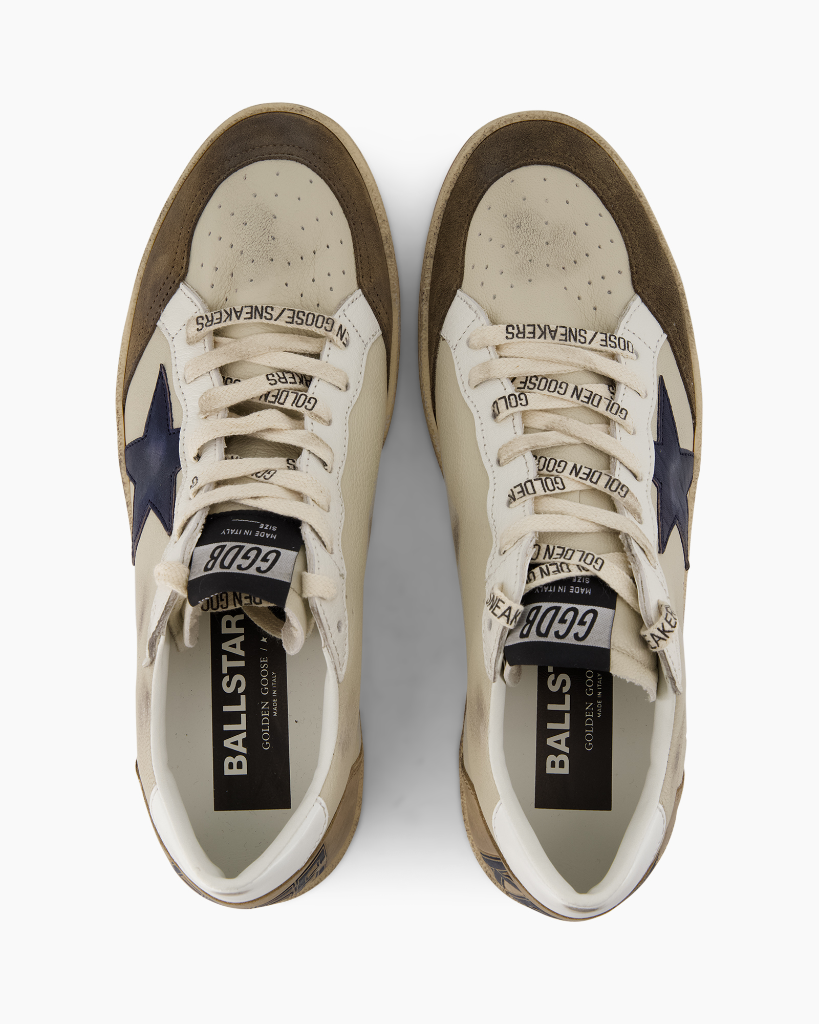 sneakers, low-top, lace-up, beige, blue star