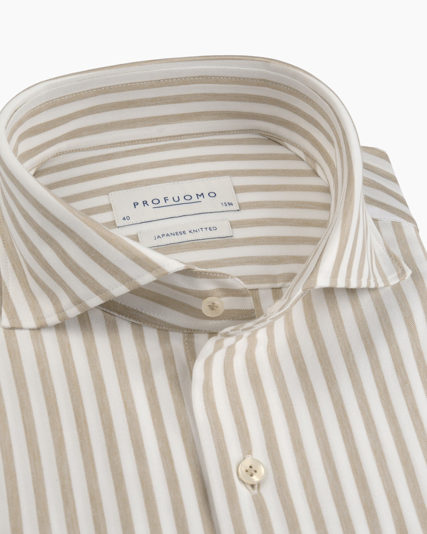 striped shirt, khaki stripes, button-down, collared shirt, Japanese knitted