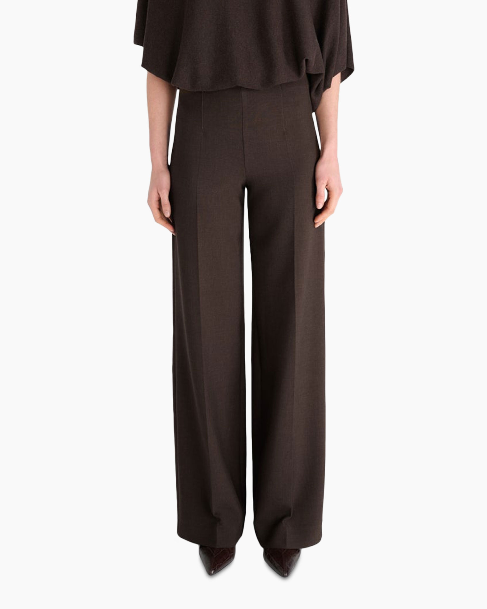 pants, wide-leg, brown, trousers, formal