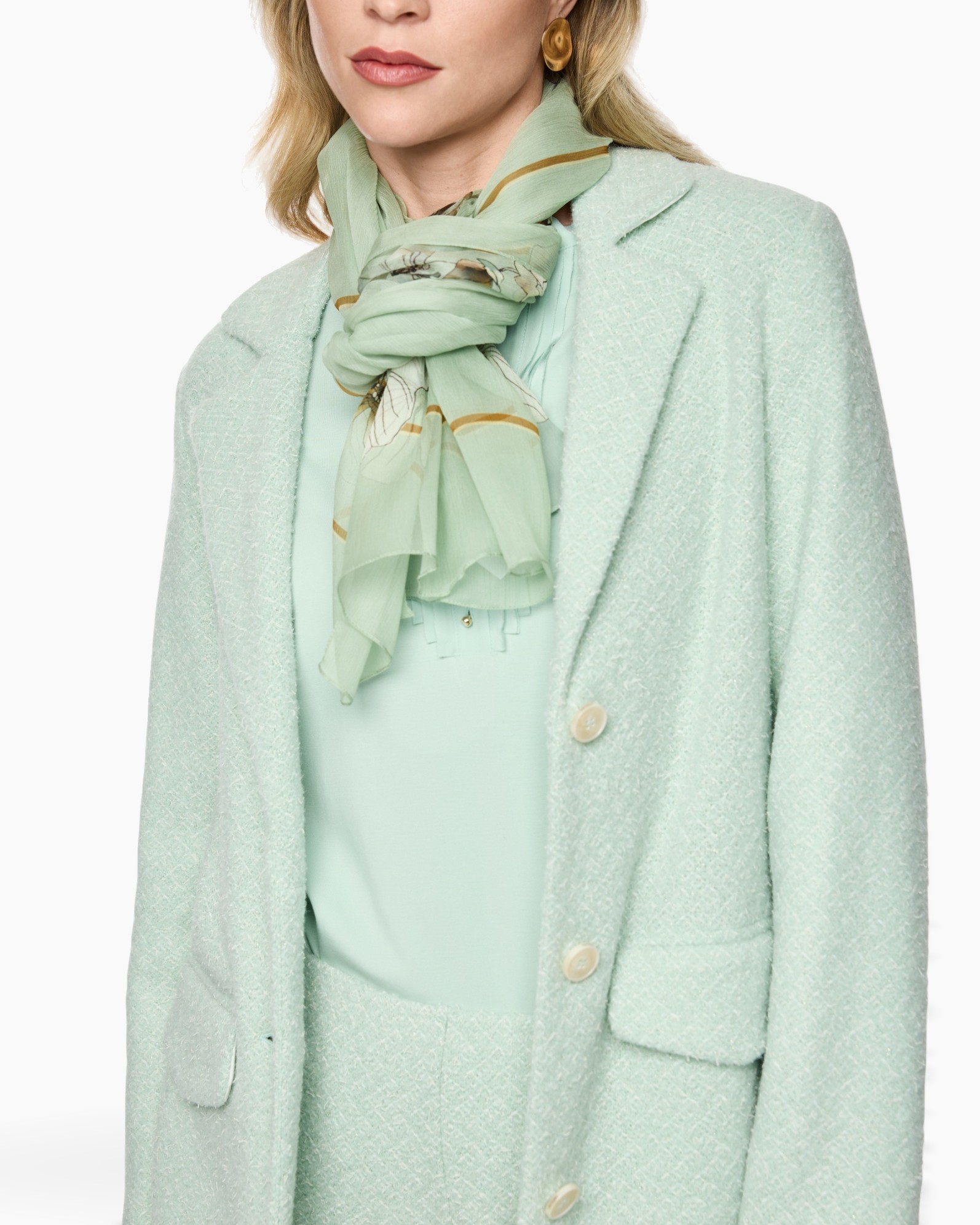 scarf, shawl, mint, floral, sheer
